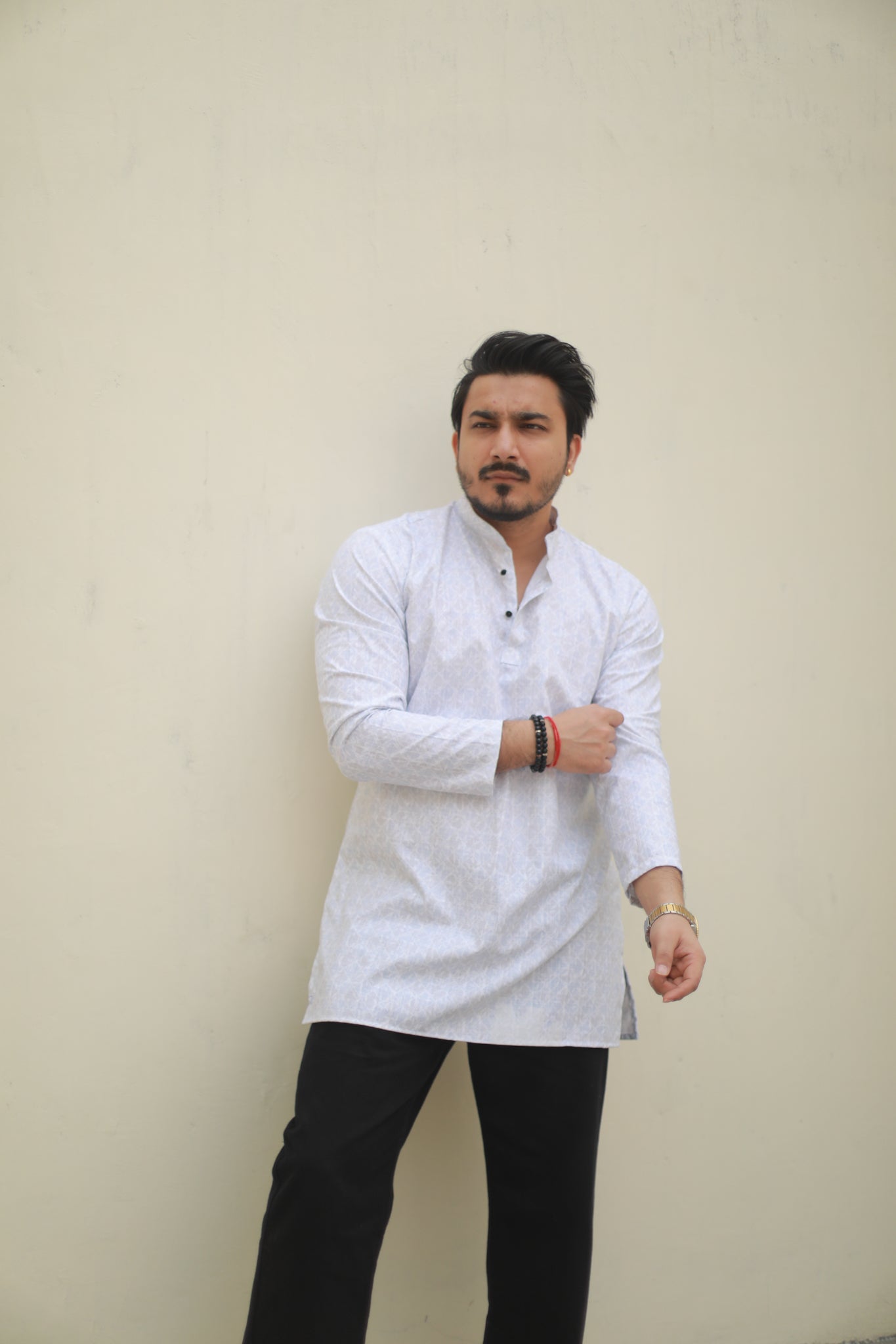 Light blue Casual printed short kurta