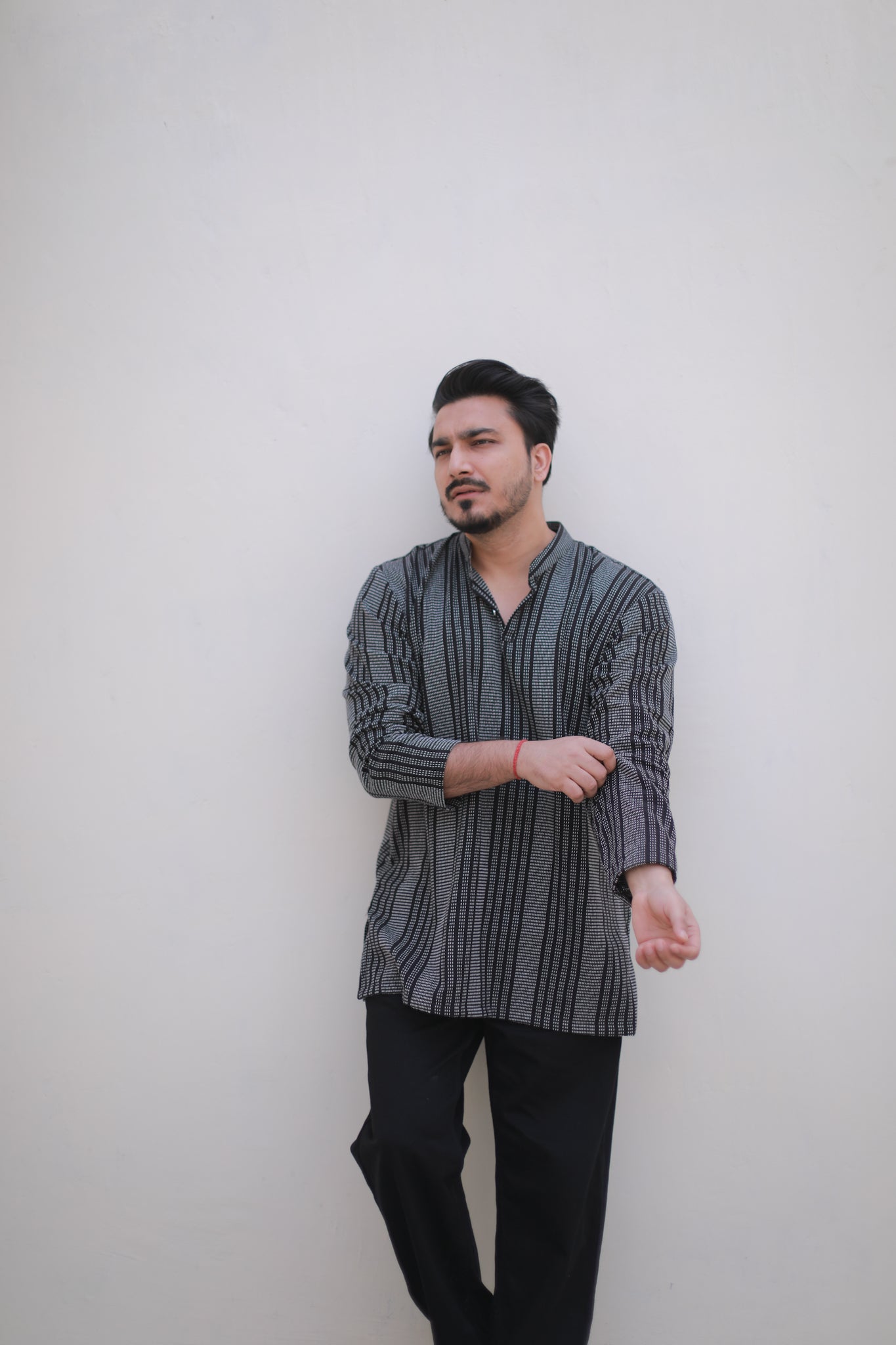 Black stripes short casual kurta