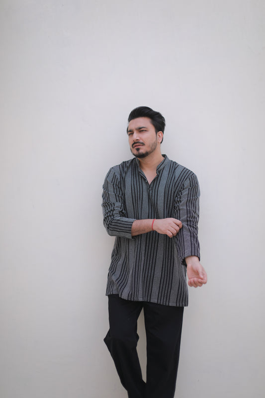 Black stripes short casual kurta