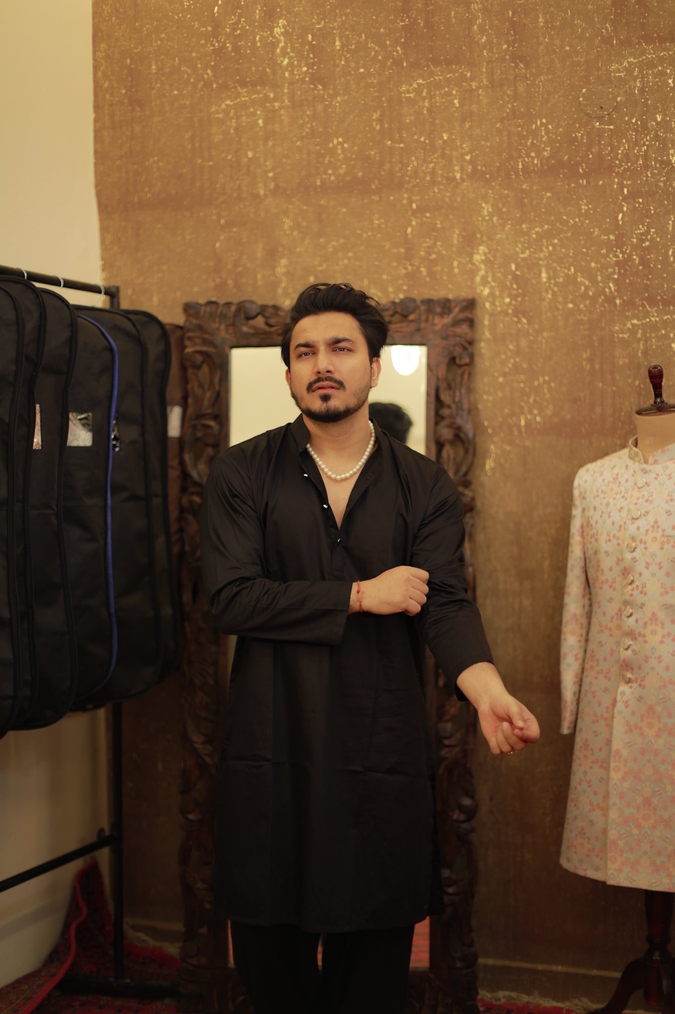 Satin Midnight Black kurta Salwar Set