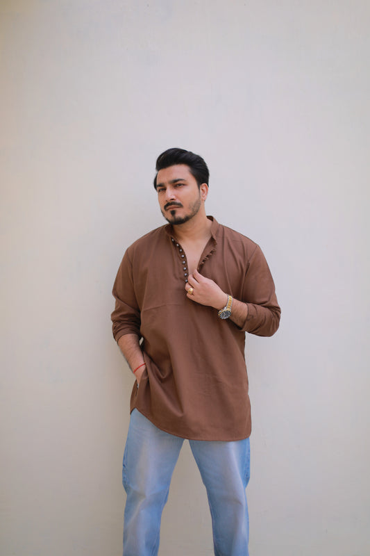 Rust Brown Short Kurta