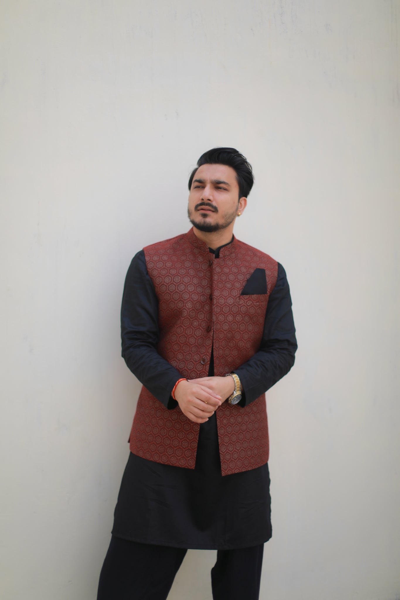 ‘Nawab’ Mahroon Jacket with kurta and Salwar set
