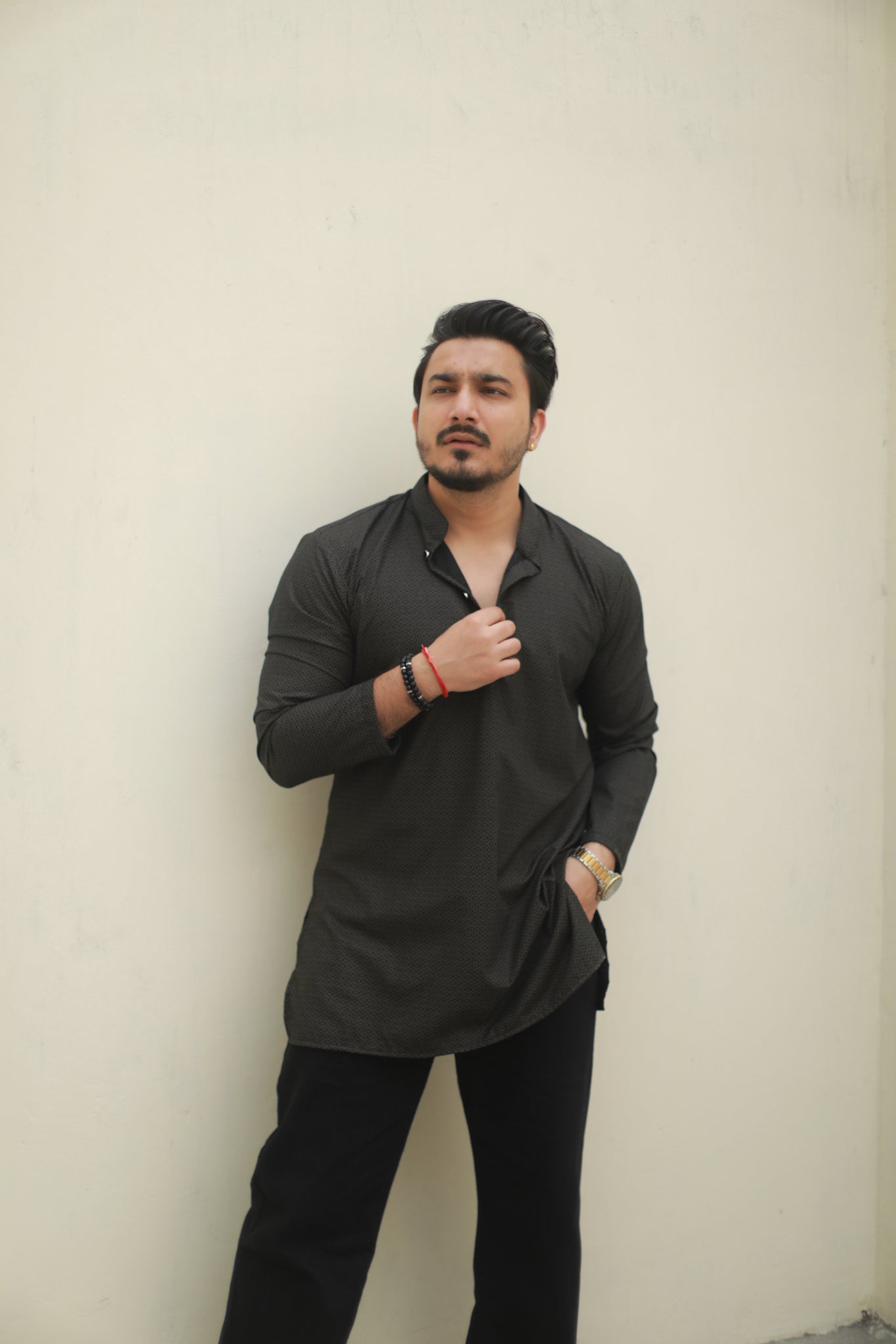 Black Casual printed short kurta
