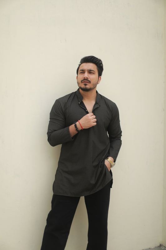 Black Casual printed short kurta