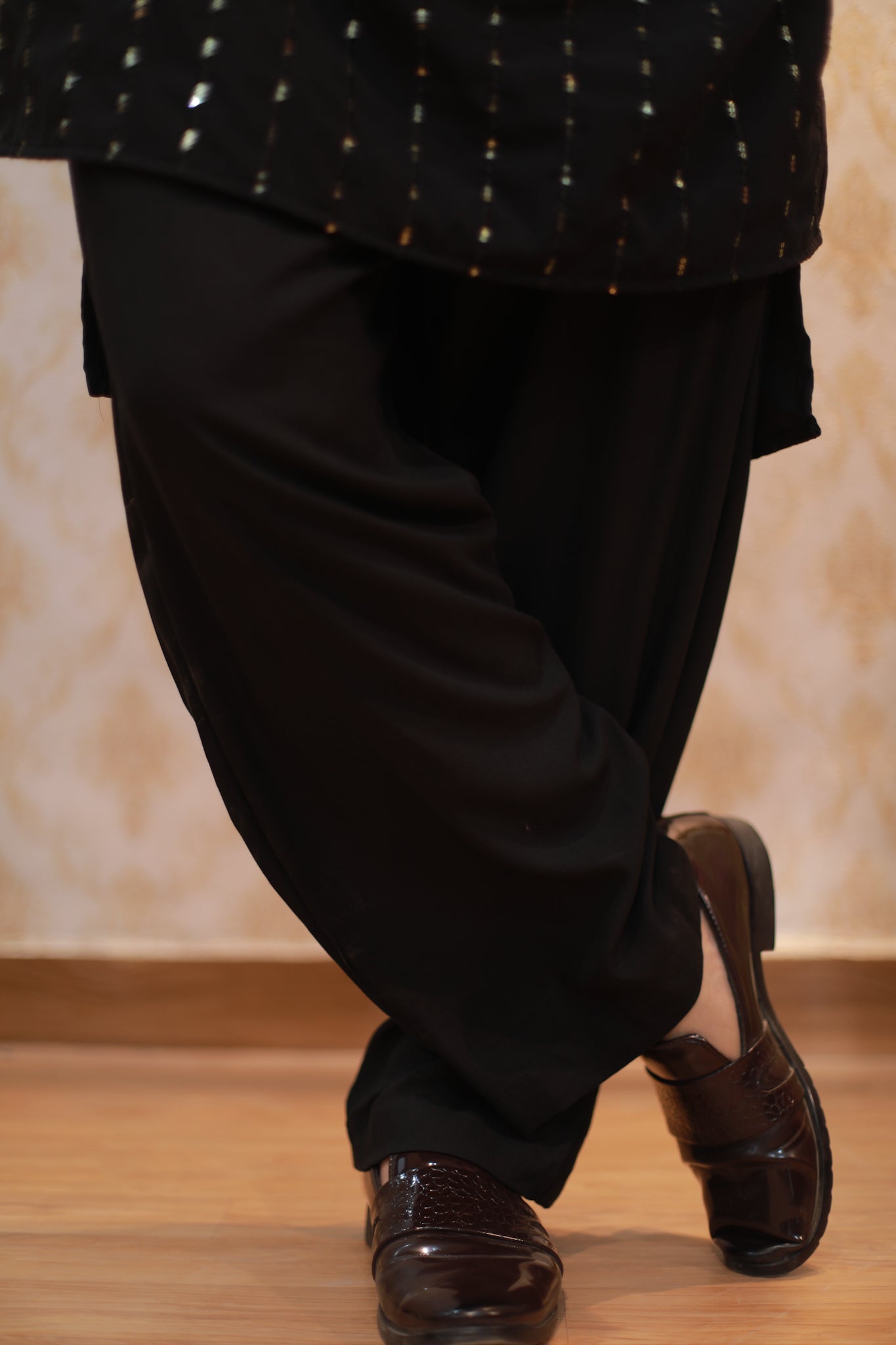 Riwayat Black sequins work Kurta Pyjama set