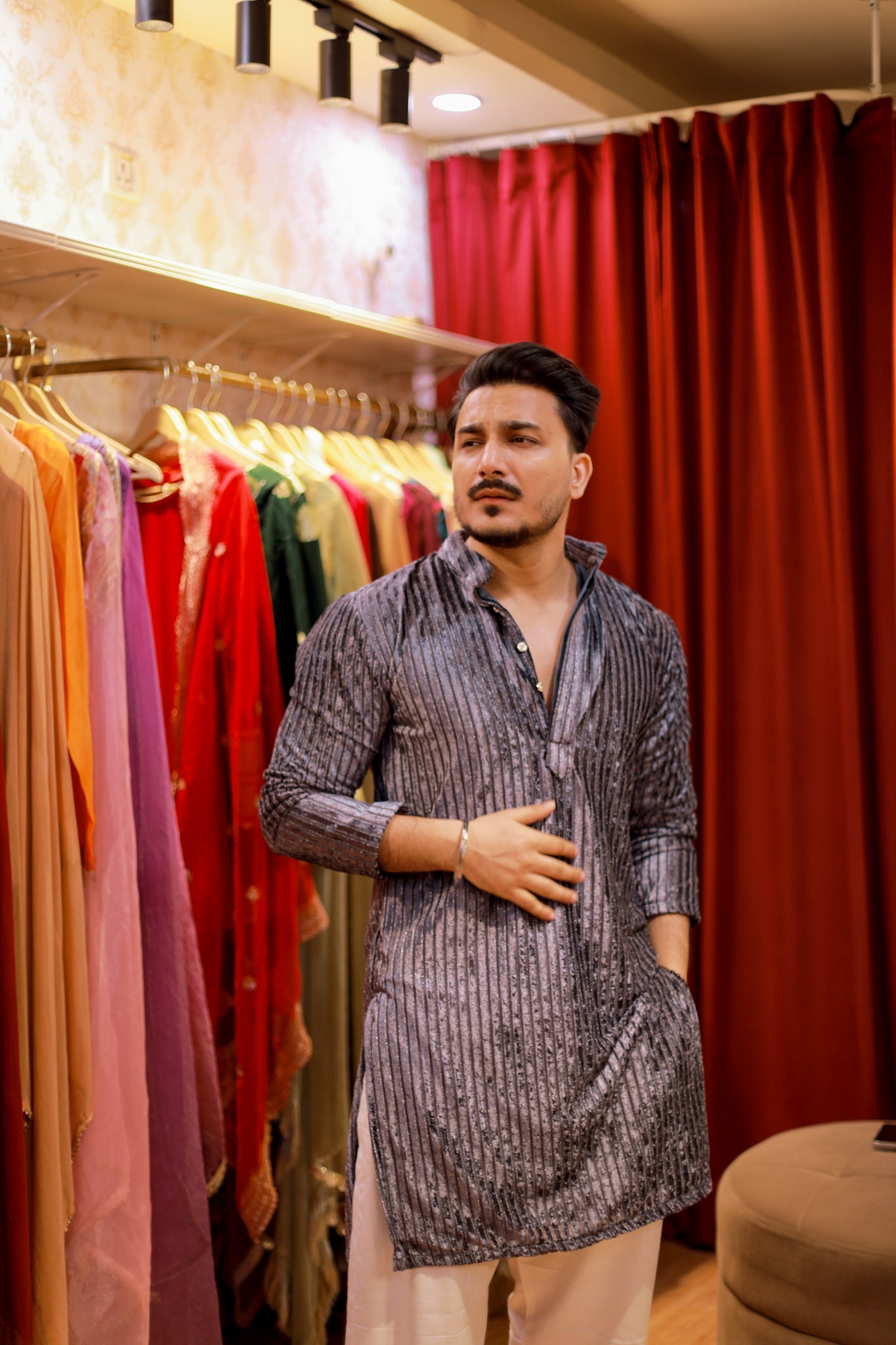 Grey Diwali Special Kurta pyjama