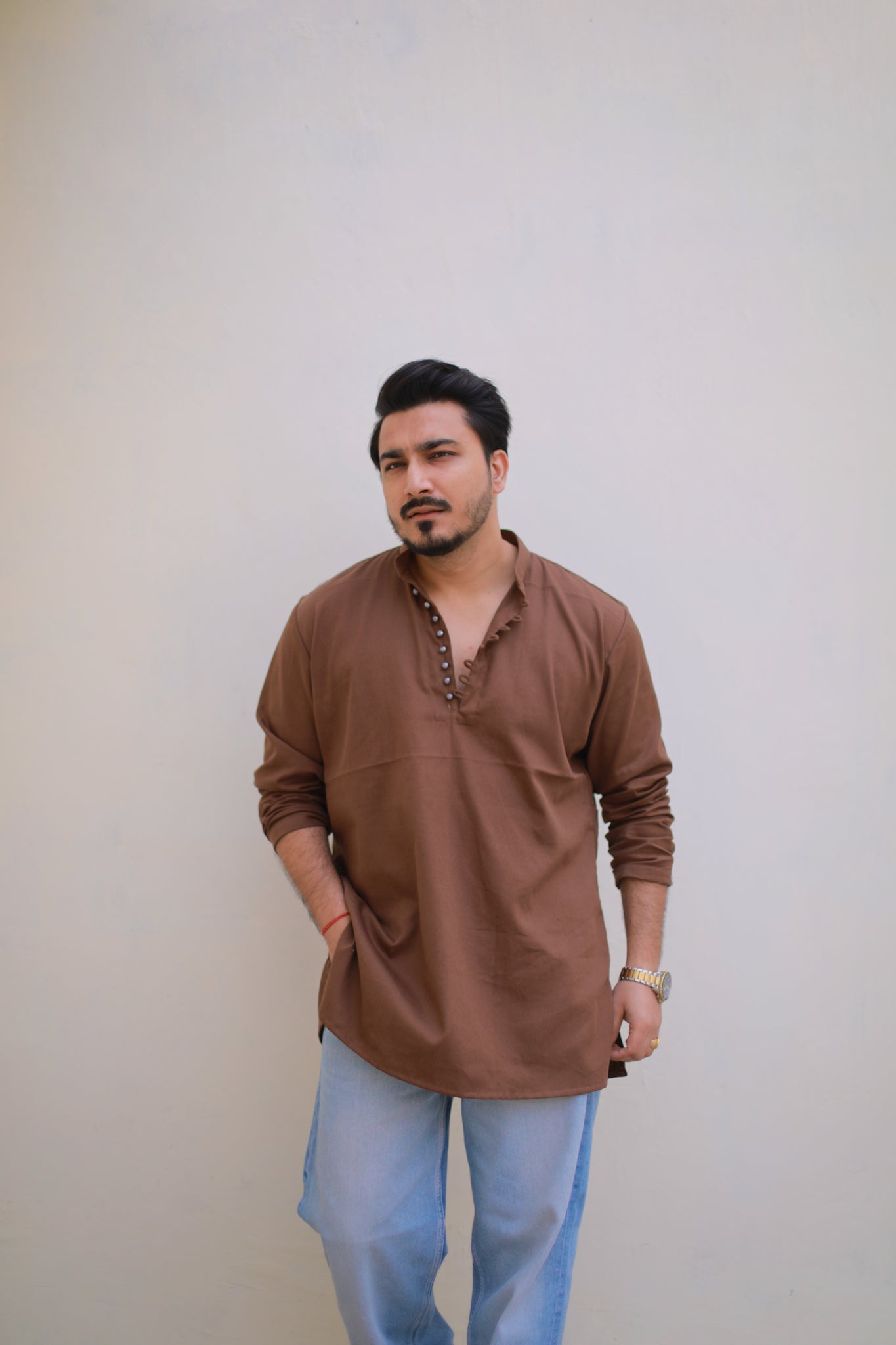 Rust Brown Short Kurta