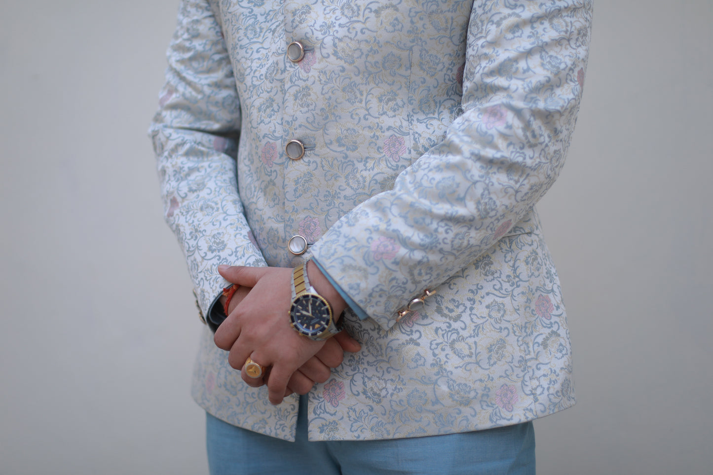‘Aura’ Skyblue Jodhpuri Bandhgala Suit with Shirt and Trousers