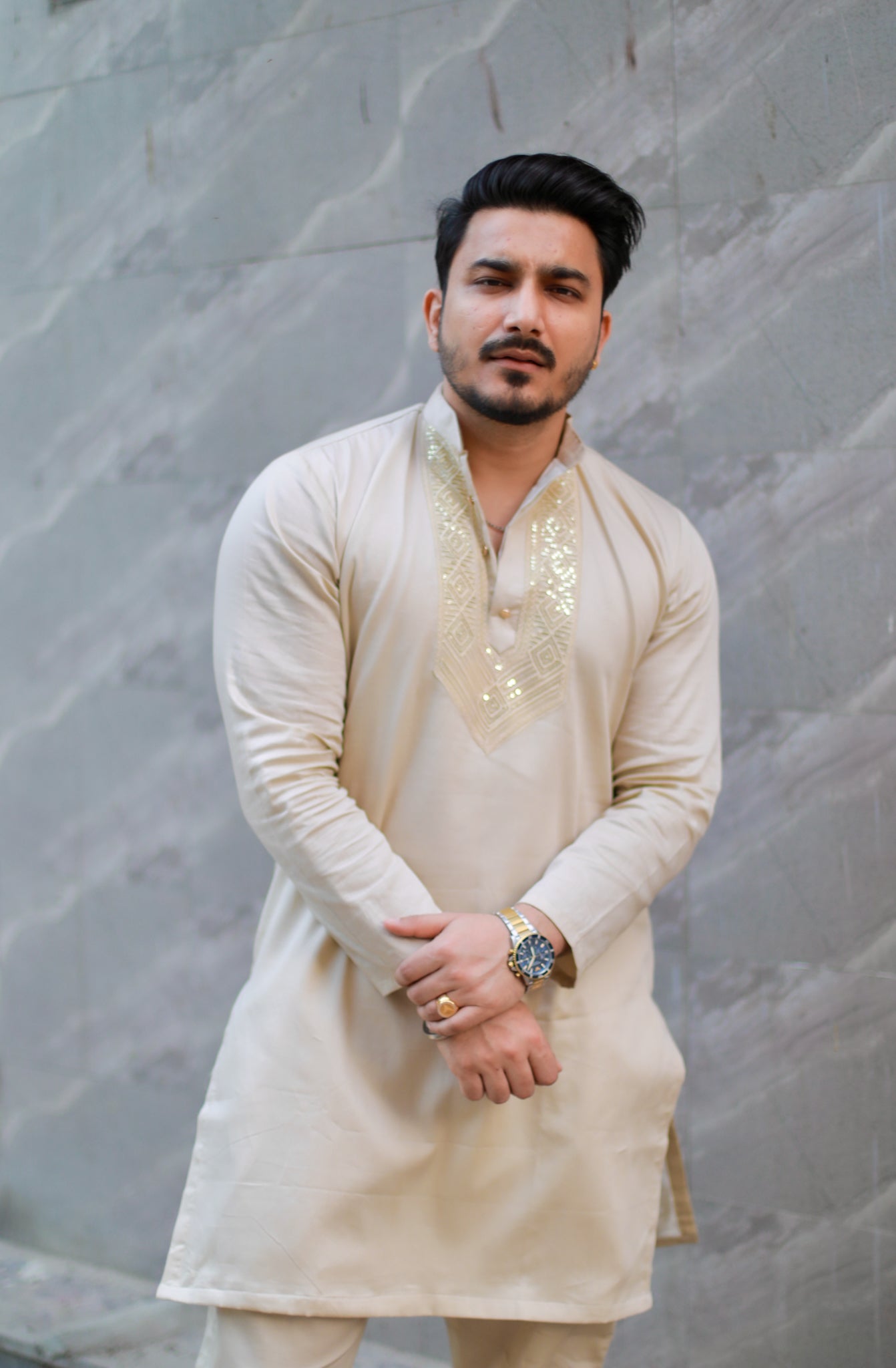 Beige Kurta Pyjama Set