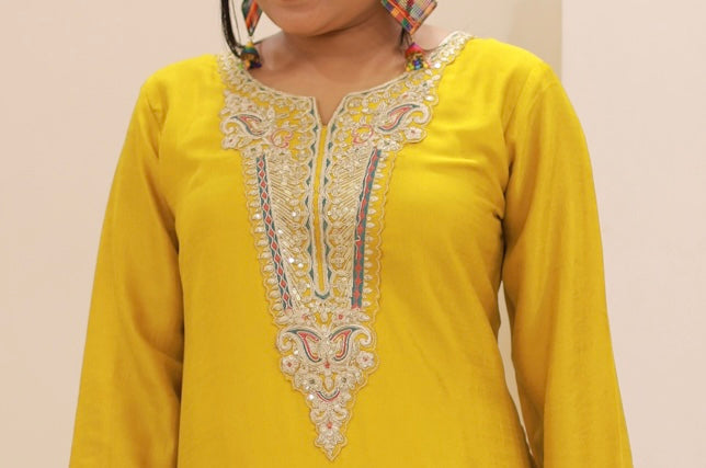 Pure Silk Mustard suit set