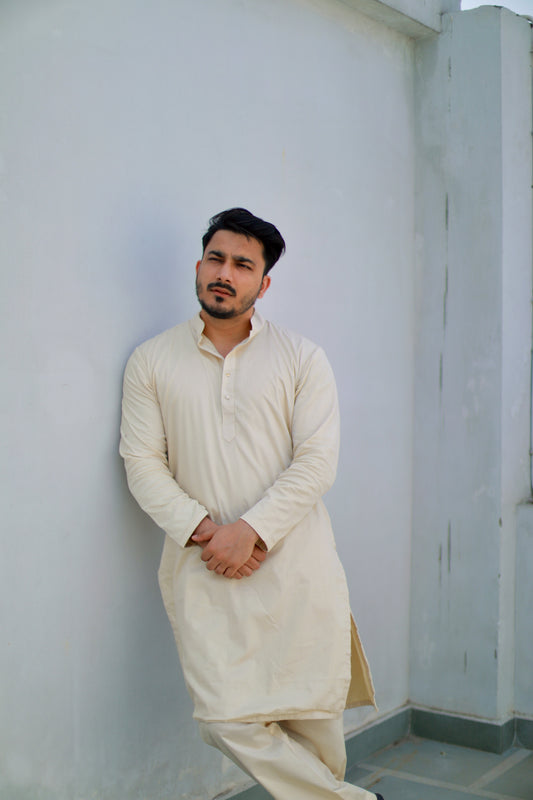 Beige Kurta Pyjama Set
