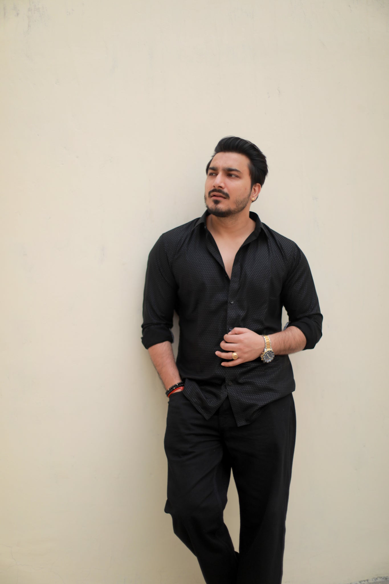 Black party wear slim fit shirt