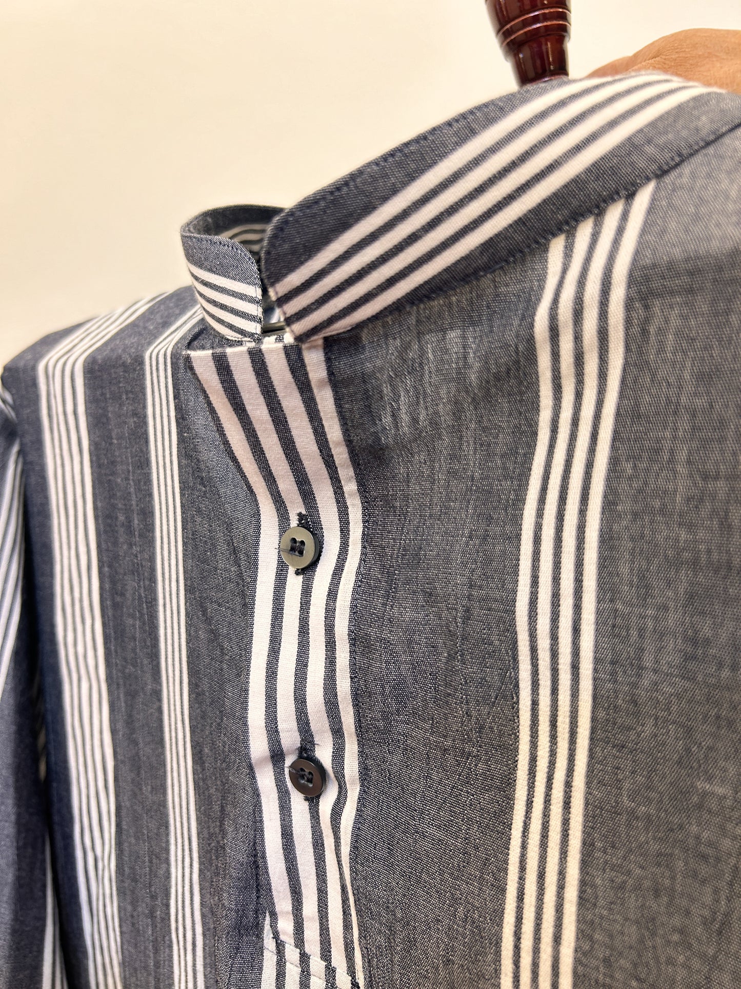 Grey and white stripes short kurta