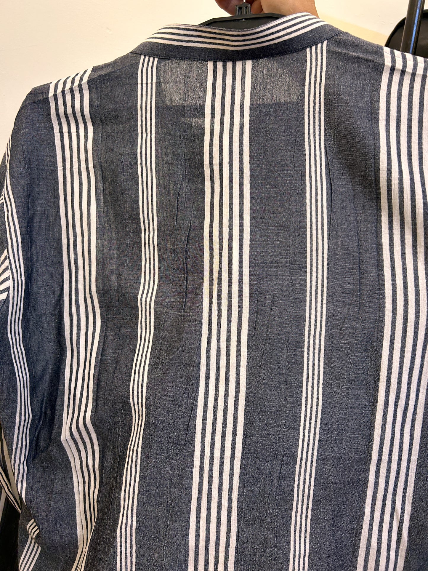 Grey and white stripes short kurta