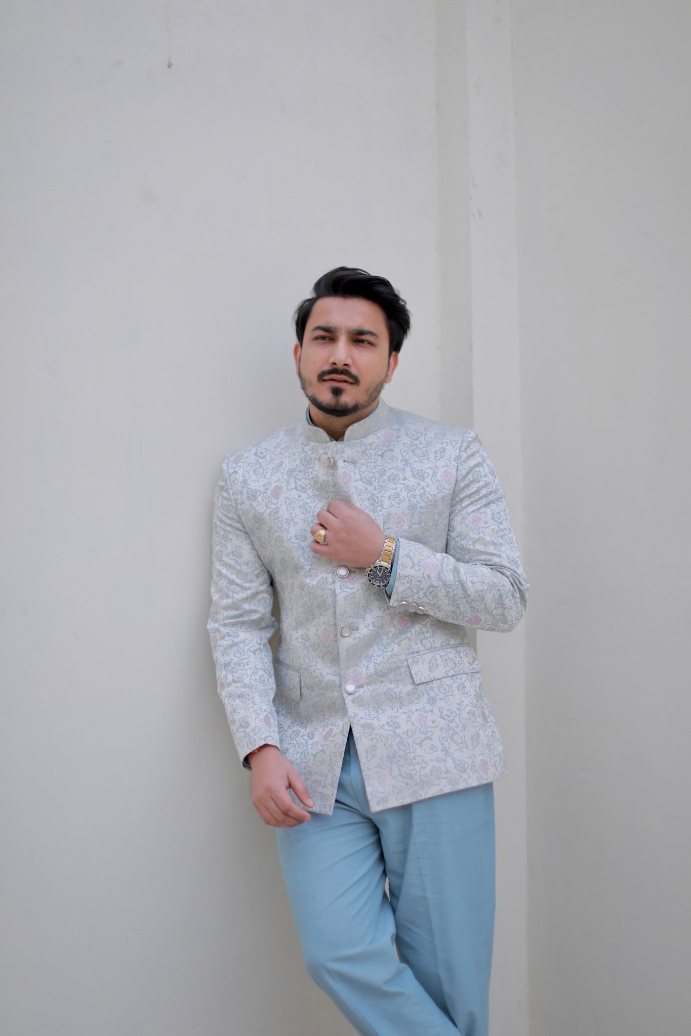 ‘Aura’ Skyblue Jodhpuri Bandhgala Suit with Shirt and Trousers