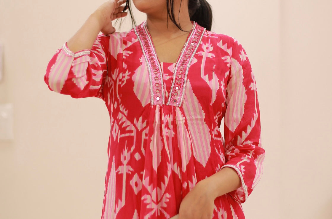 White n Prints Suit Set