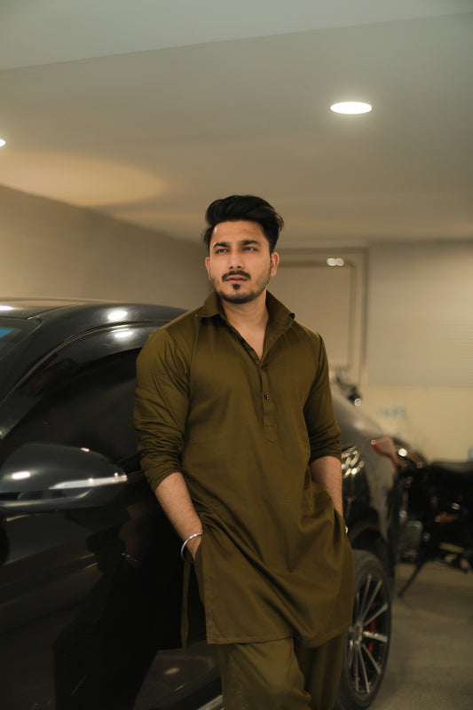 Army Green Kurta pyjama Set