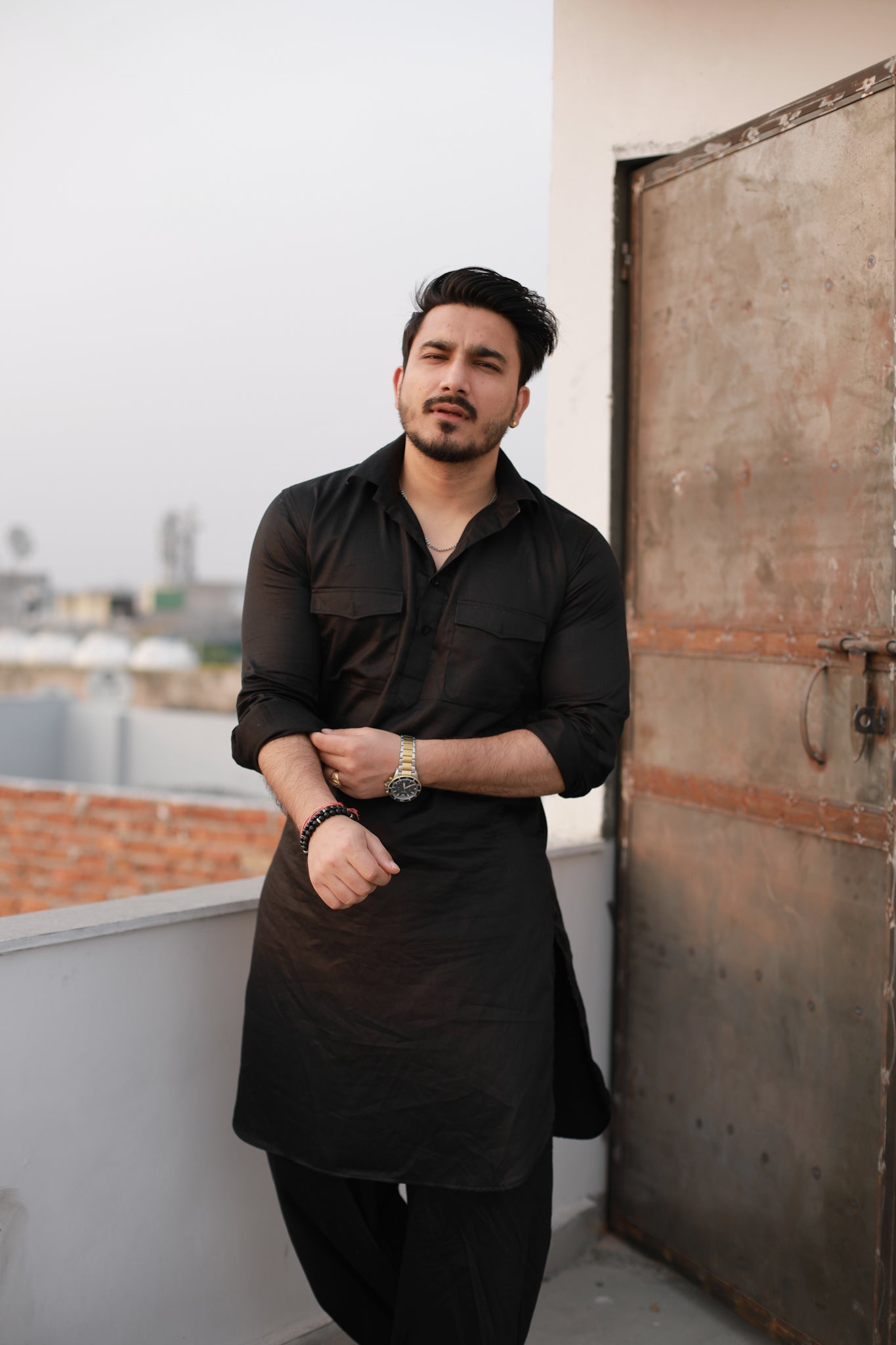 Black Pathani Kurta and Salwar set