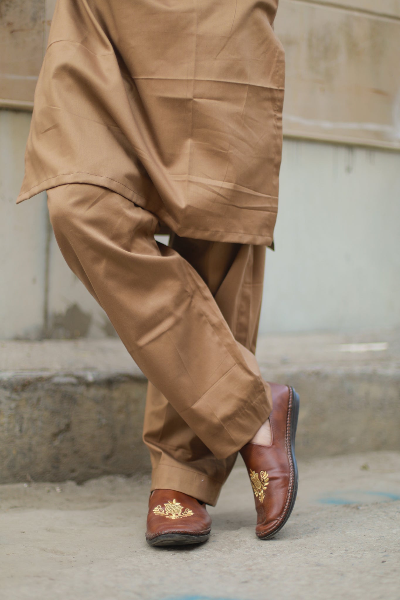Pathani Cider Brown Kurta Pyjama Set