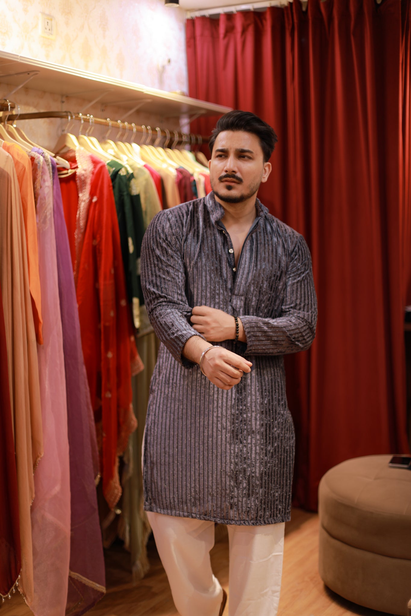 Grey Diwali Special Kurta pyjama