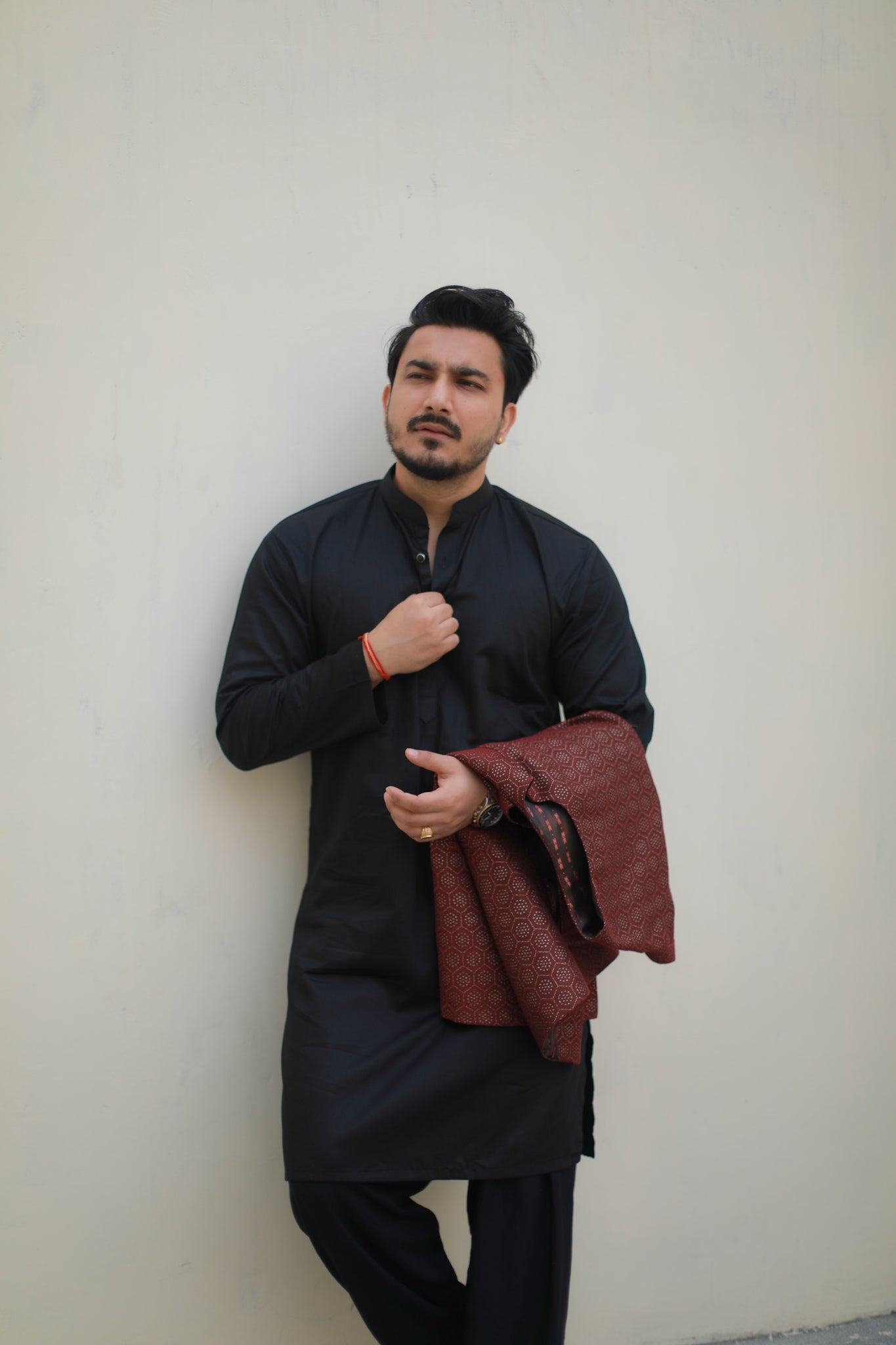 ‘Nawab’ Mahroon Jacket with kurta and Salwar set