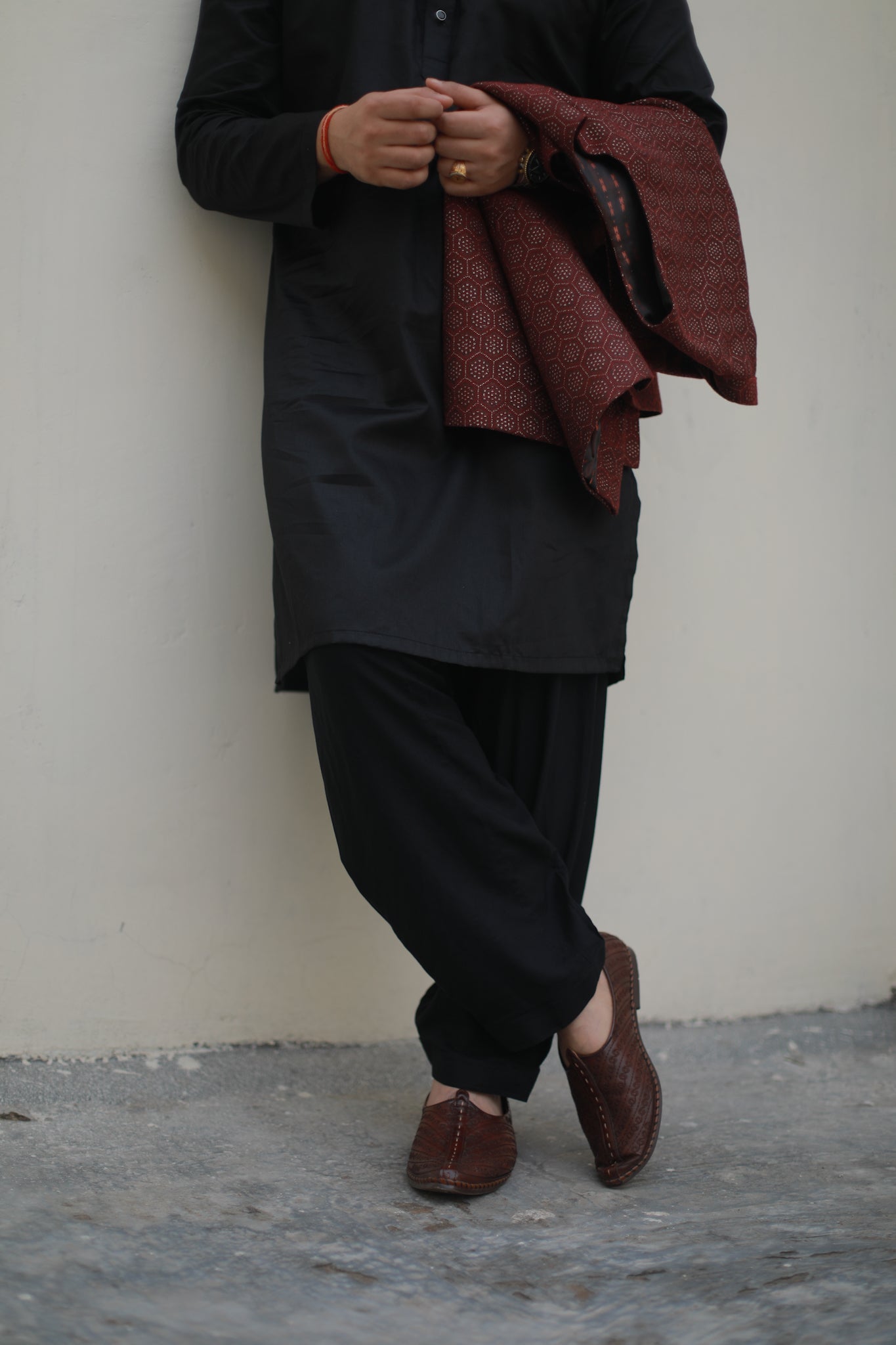 ‘Nawab’ Mahroon Jacket with kurta and Salwar set