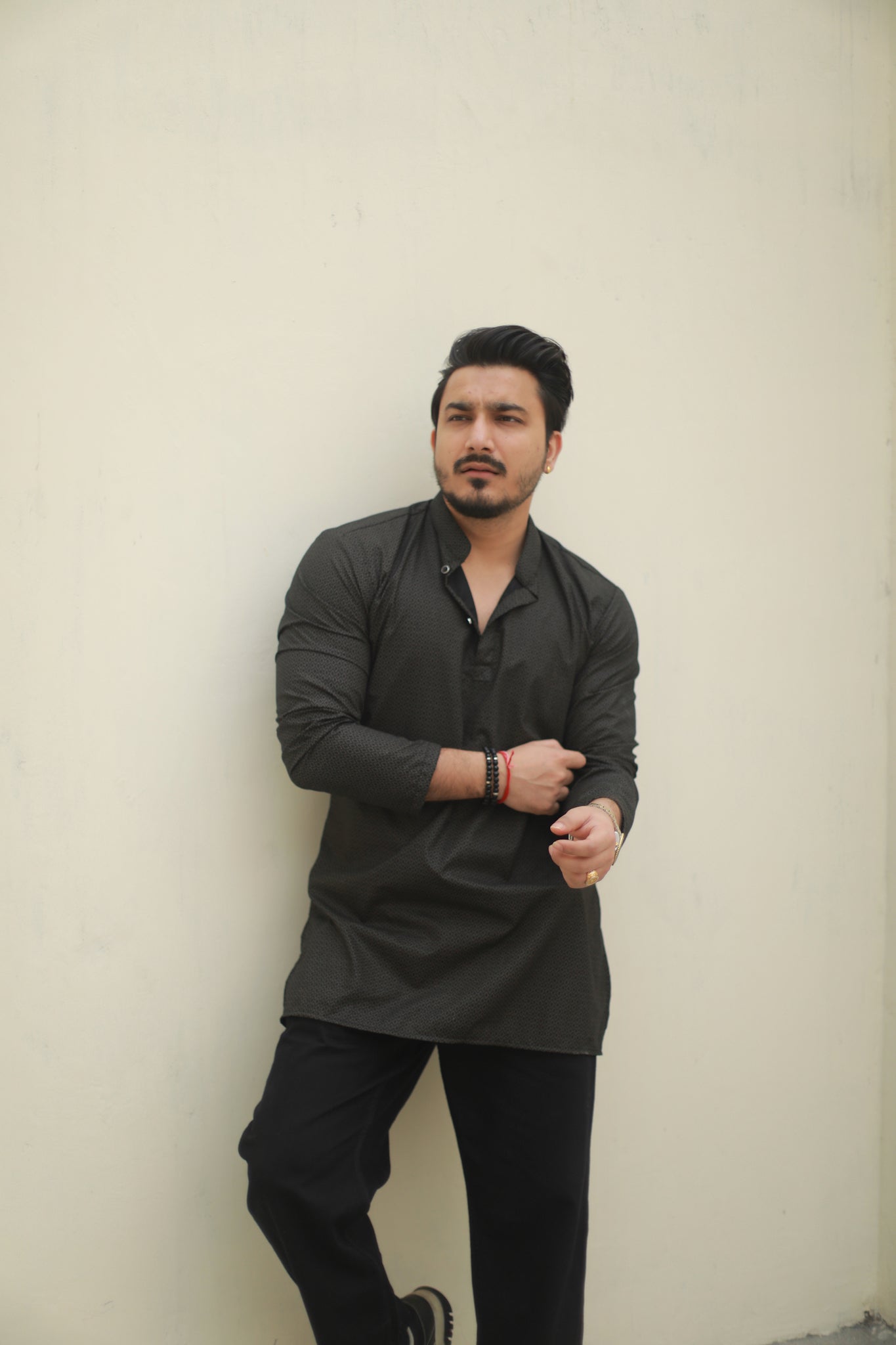 Black Casual printed short kurta