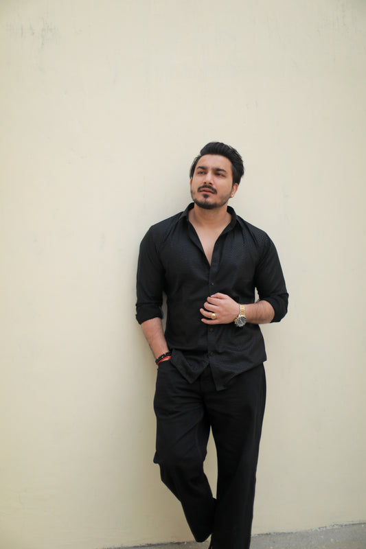 Black party wear slim fit shirt