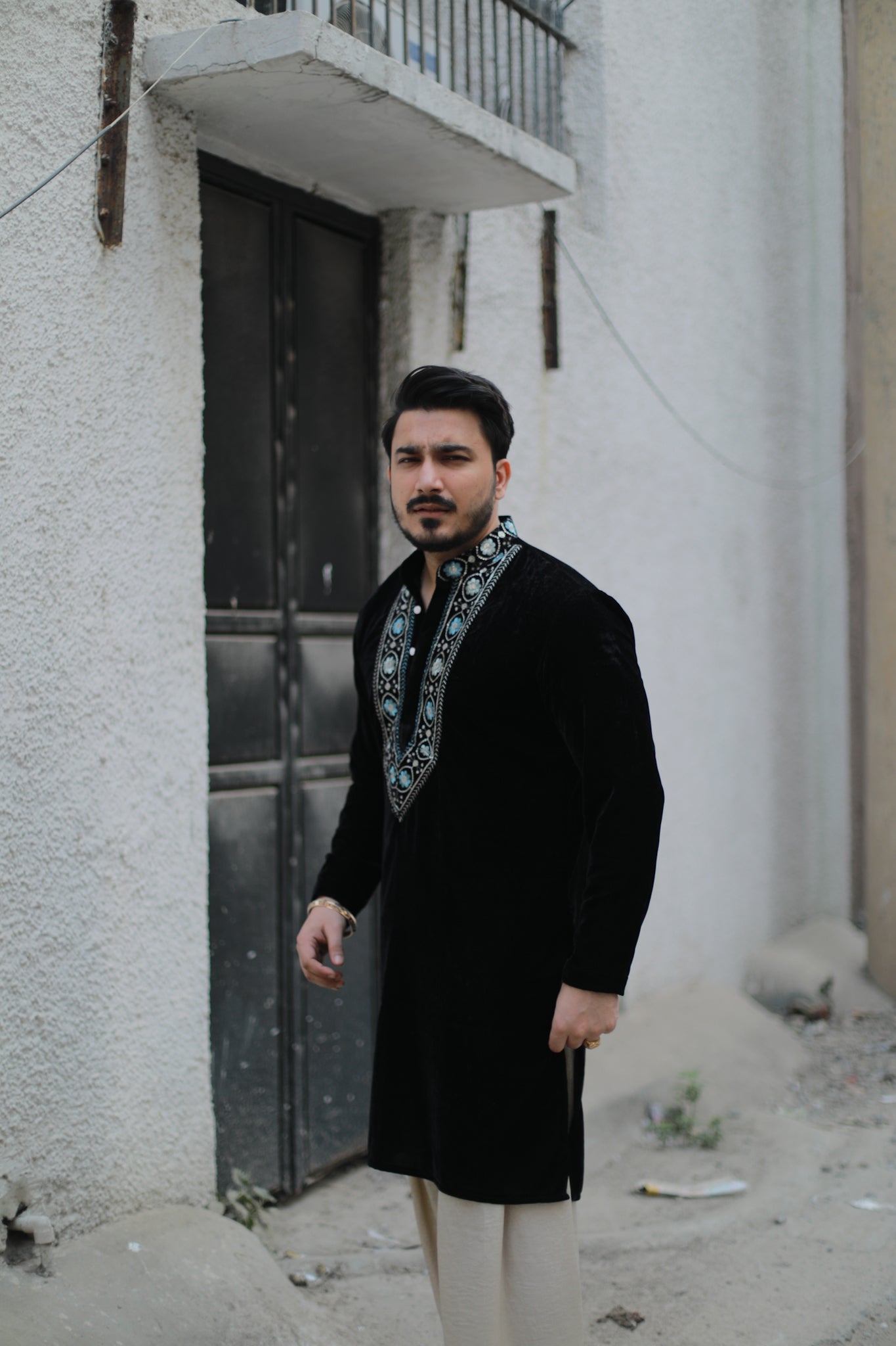 Midnight Black Pathani Kurta Set