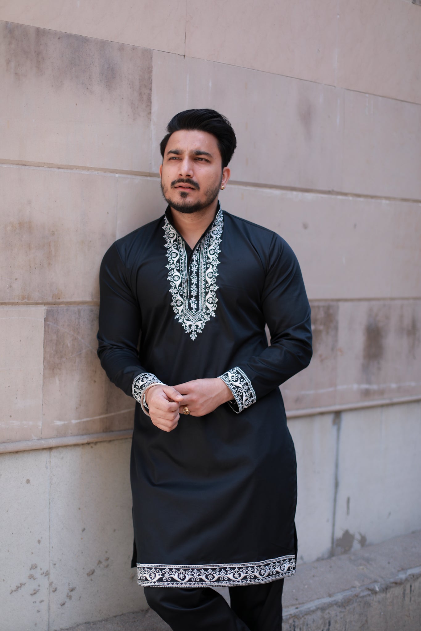 Eid Special Embroidered Black kurta & Pyjama Set