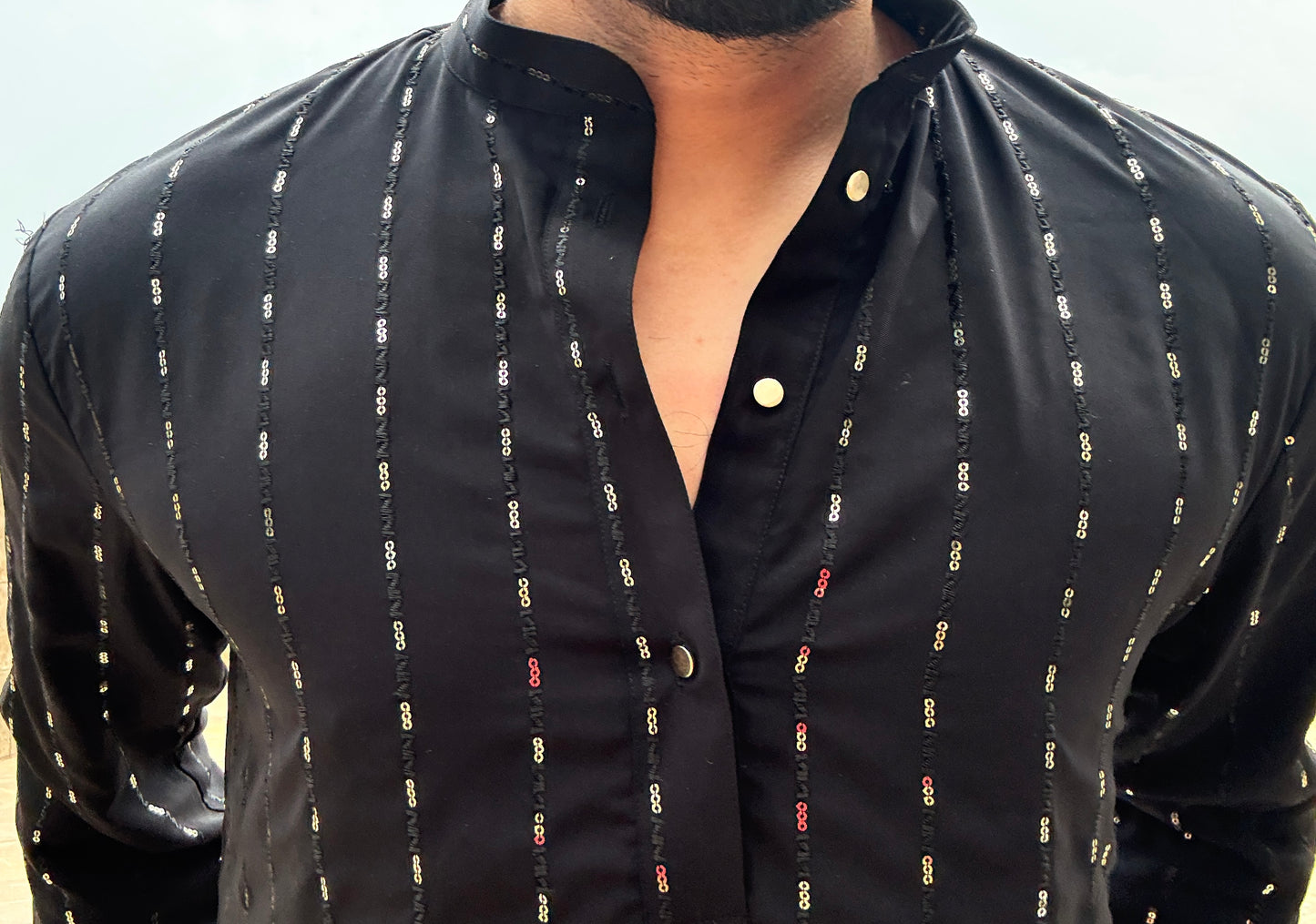 Riwayat Black sequins work Kurta Pyjama set