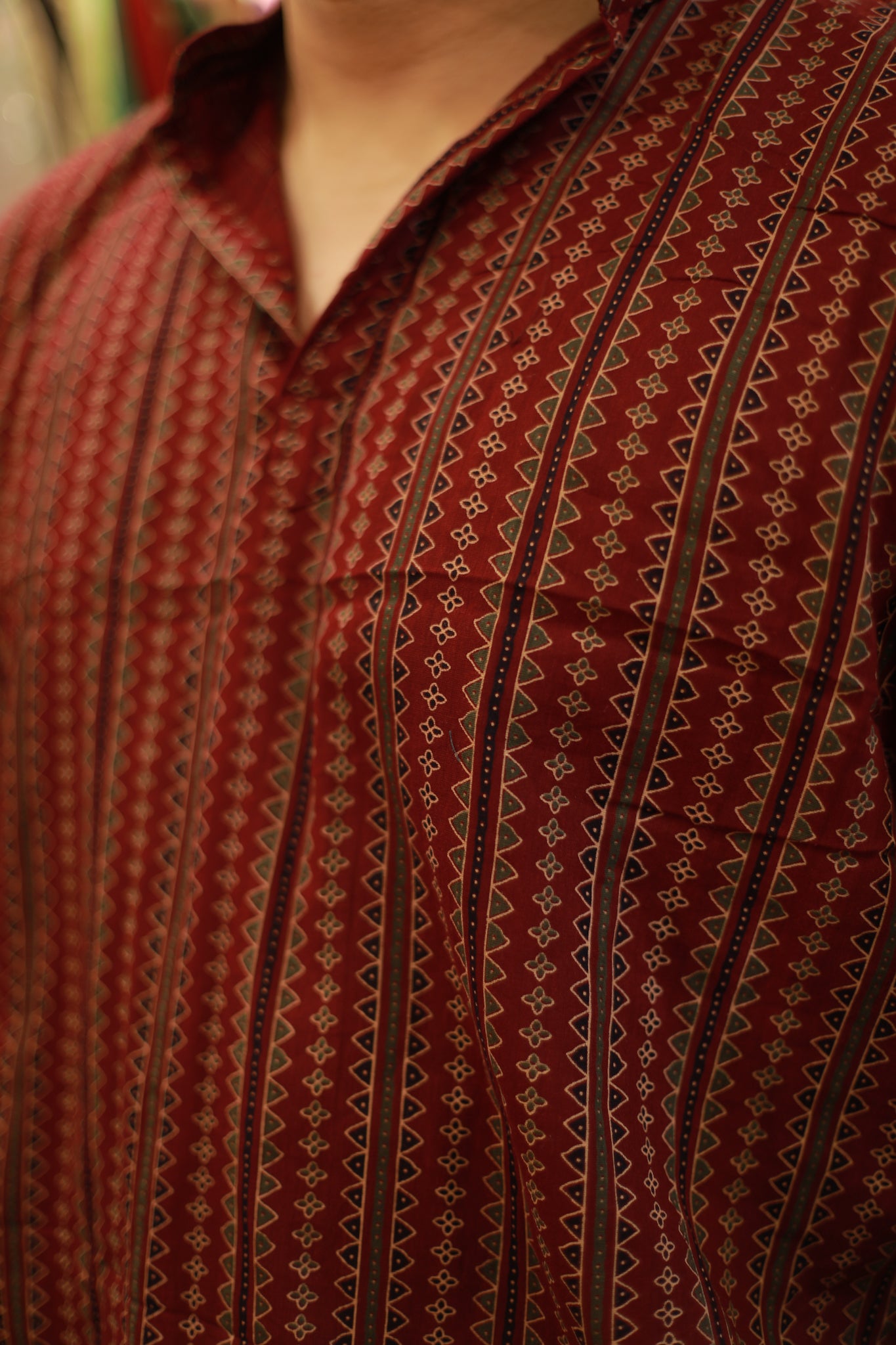 Maroon Printed Short Kurta