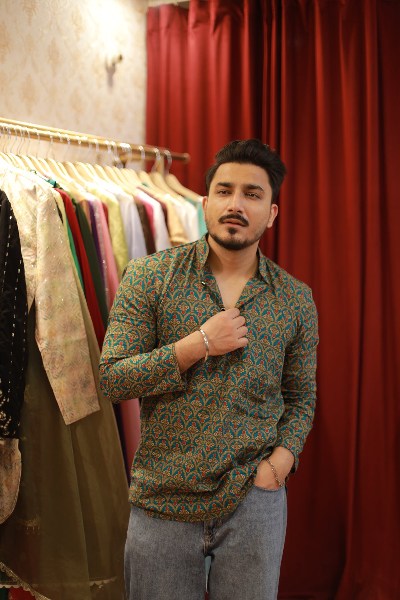 Navratri Special Green Colour Short Kurta