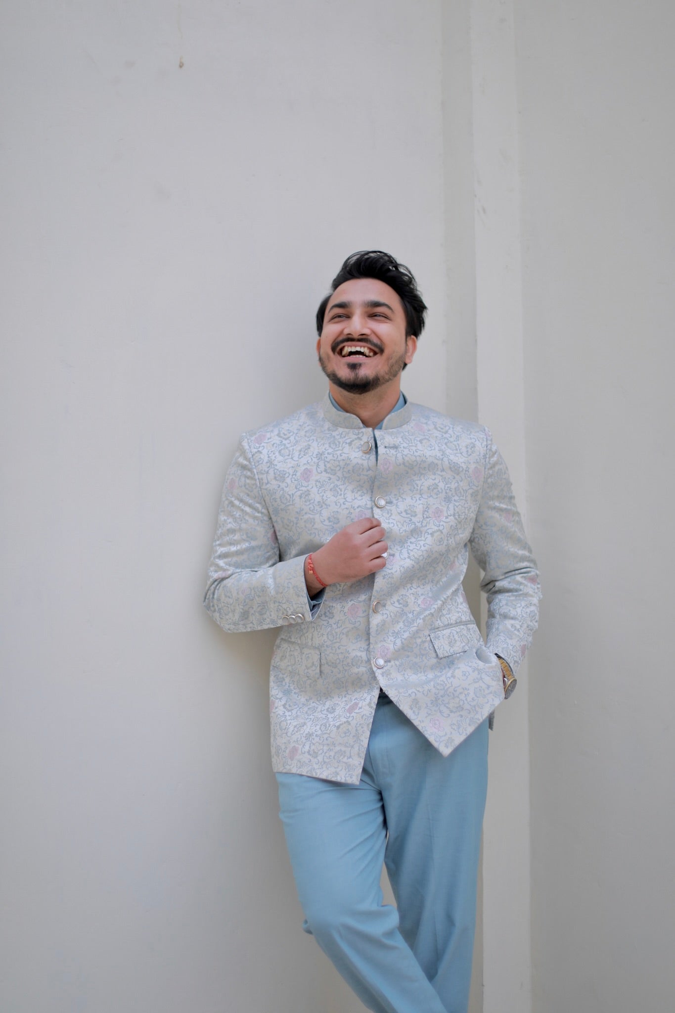 ‘Aura’ Skyblue Jodhpuri Bandhgala Suit with Shirt and Trousers