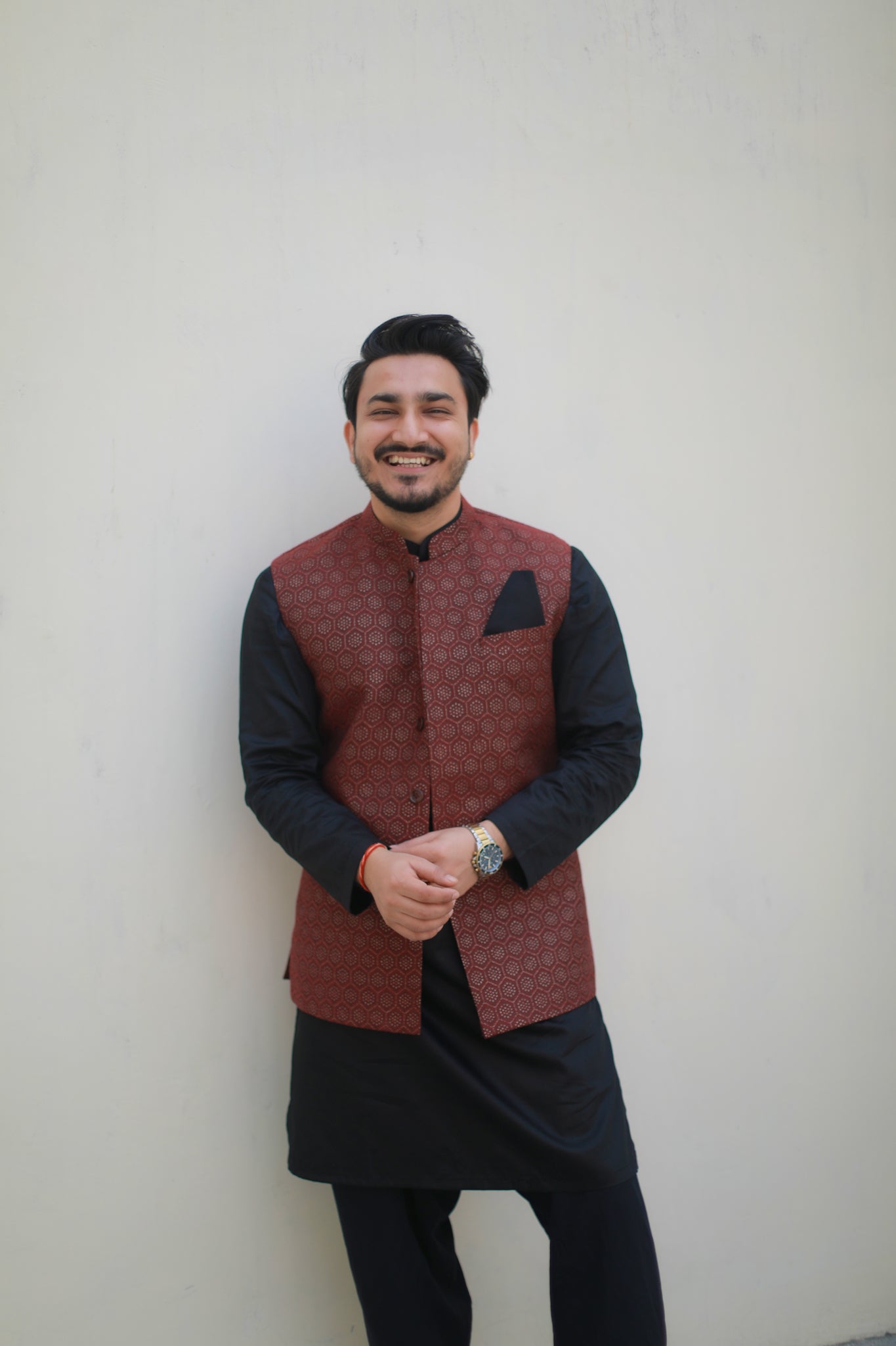 ‘Nawab’ Mahroon Jacket with kurta and Salwar set