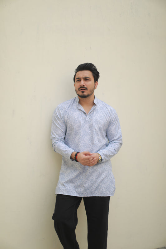 Blue Casual printed short kurta
