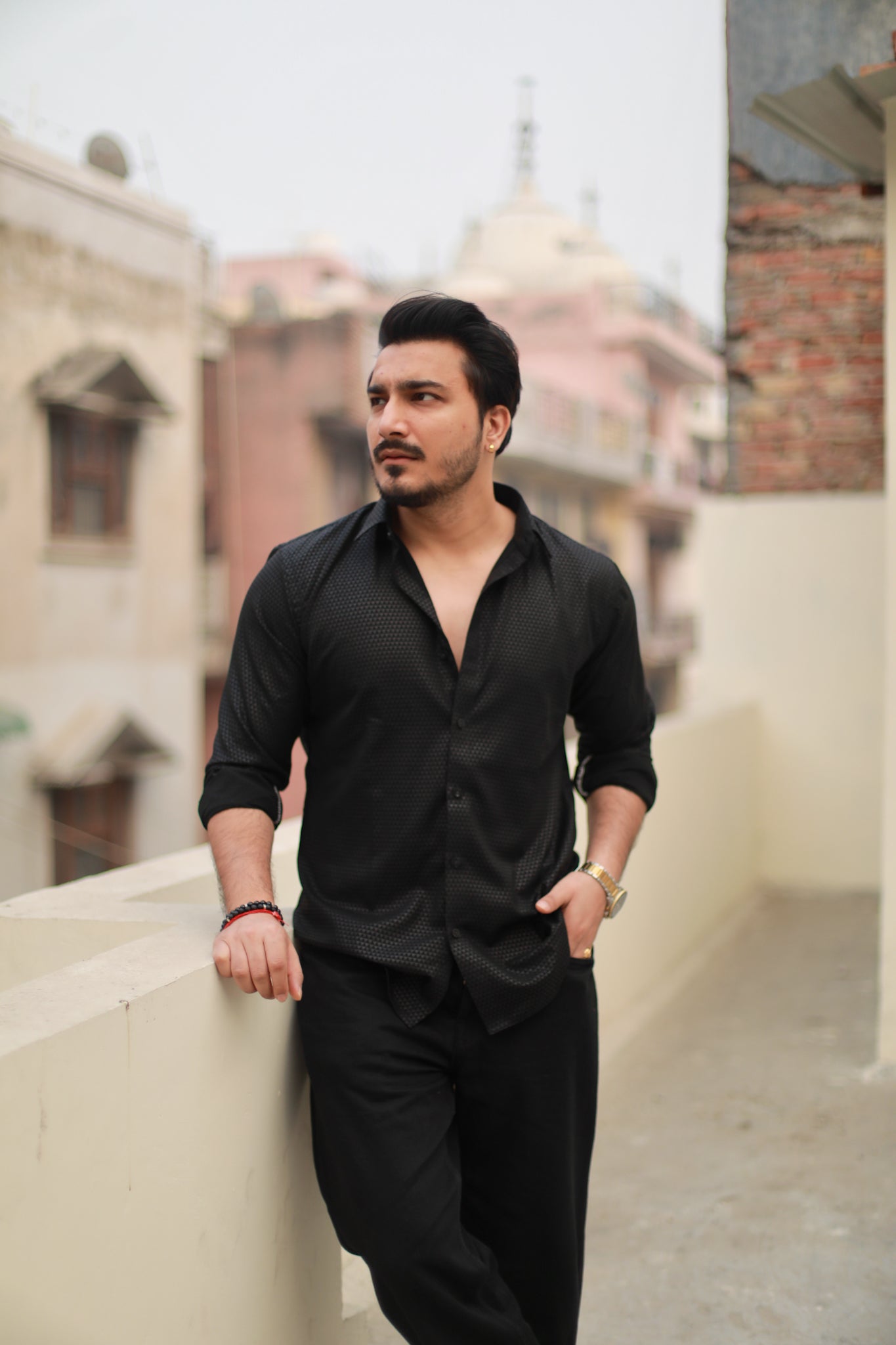 Black party wear slim fit shirt