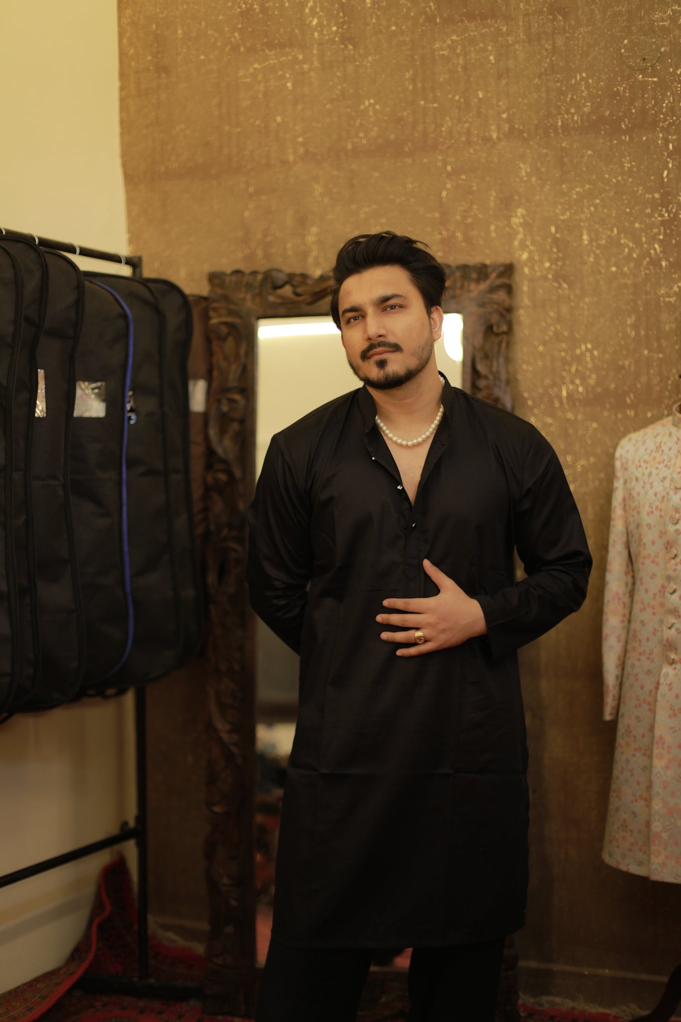 Satin Midnight Black kurta Salwar Set