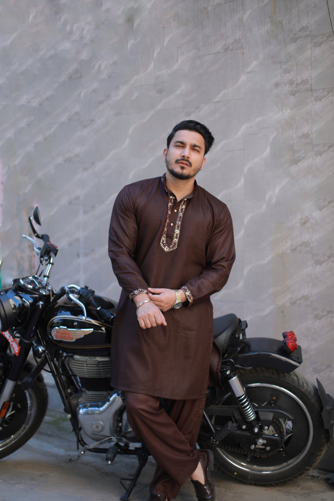 Brown designer Kurta Pyjama set