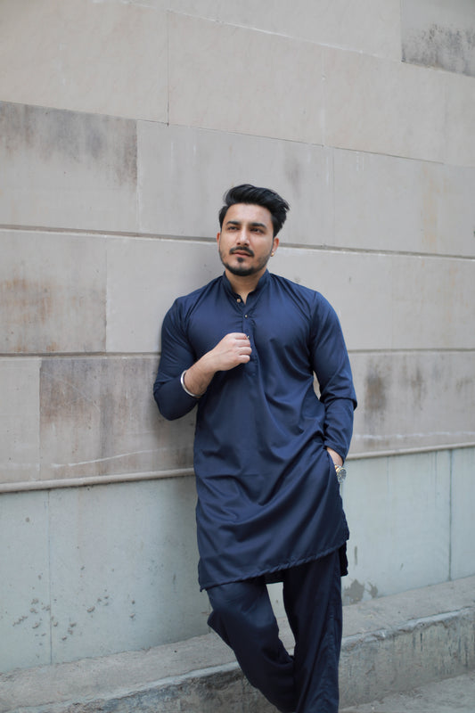 Navy Blue Kurta Pyjama Set