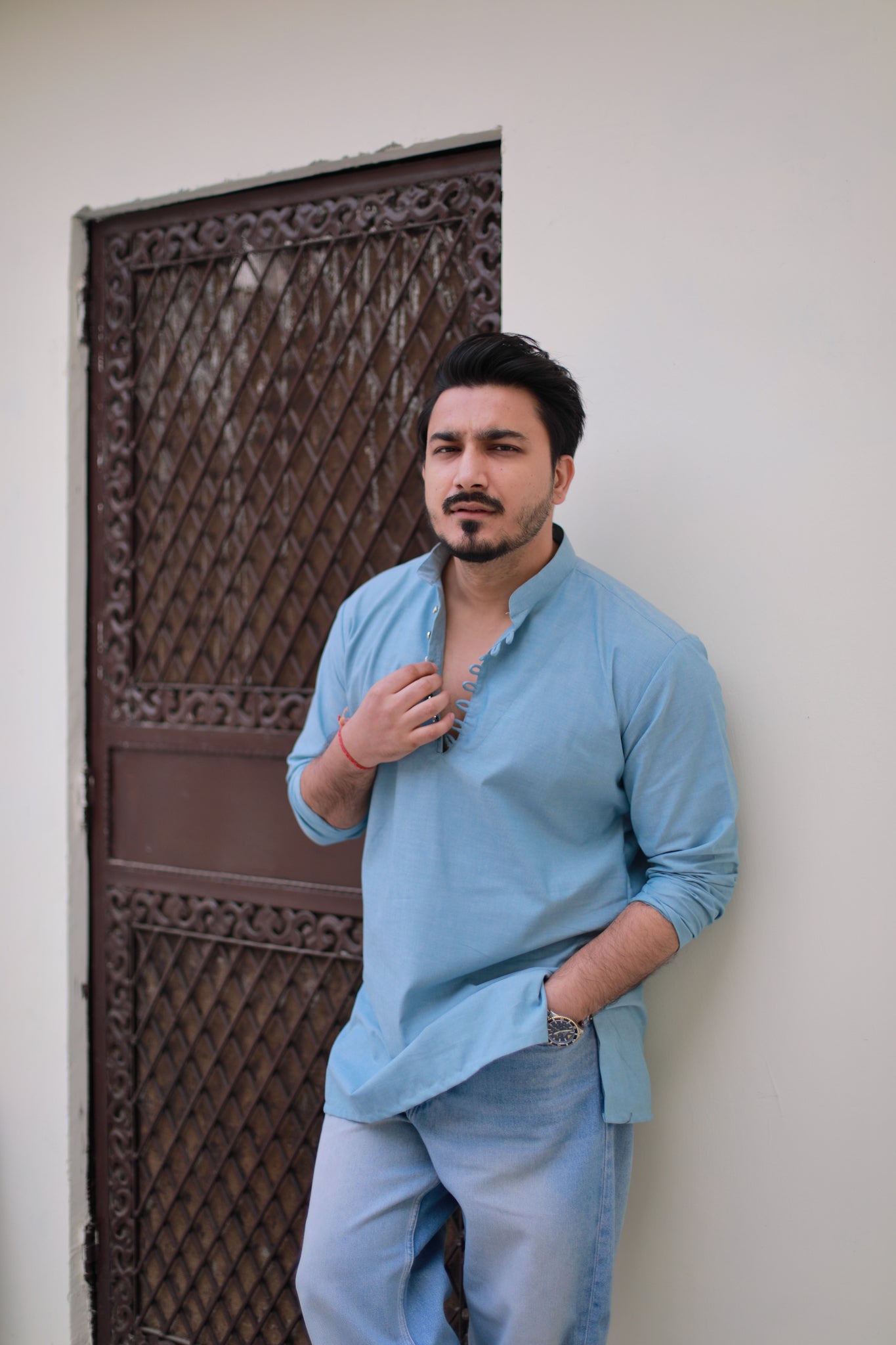 Powder Blue Short casual Kurta