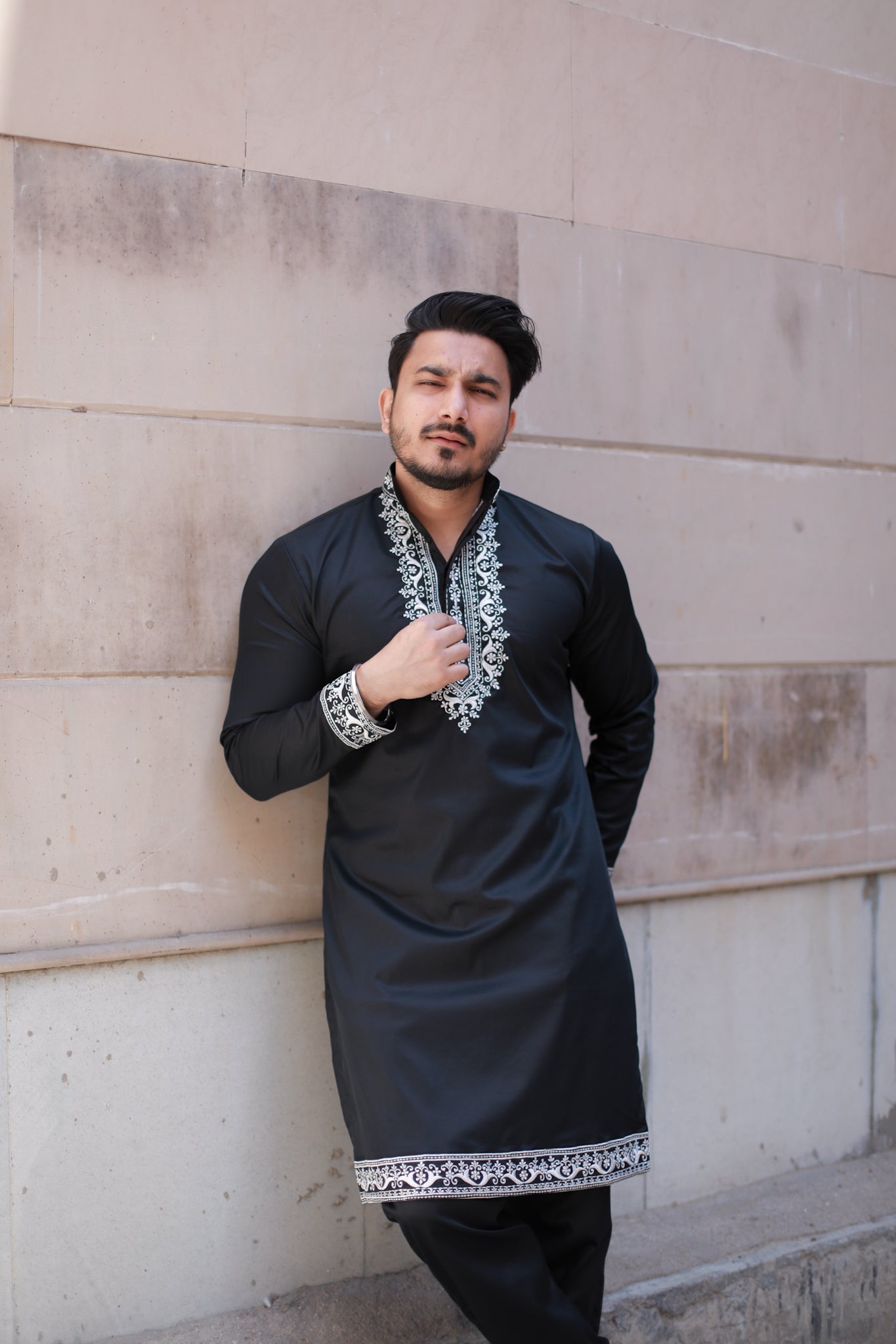 Eid Special Embroidered Black kurta & Pyjama Set