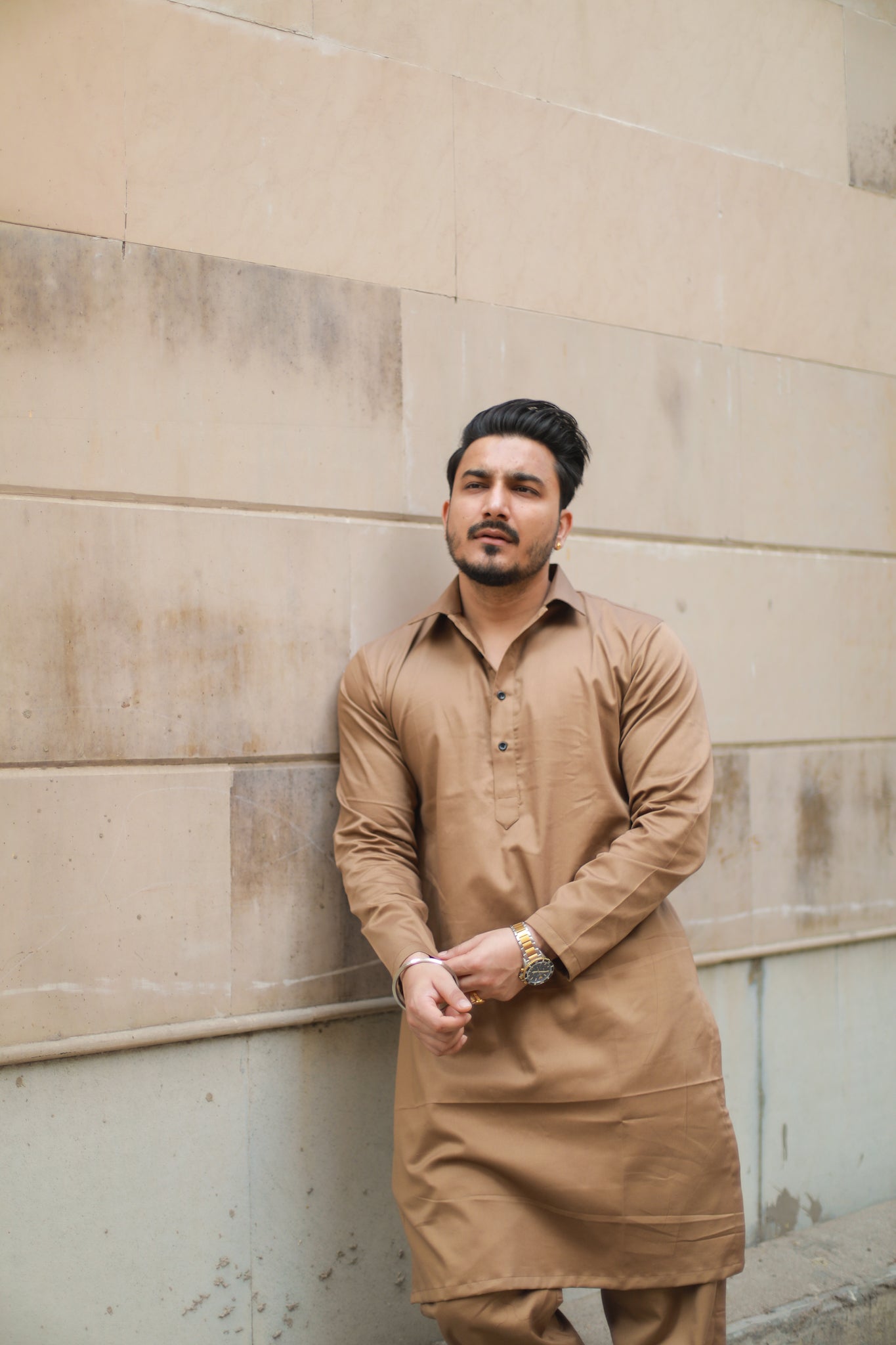Pathani Cider Brown Kurta Pyjama Set