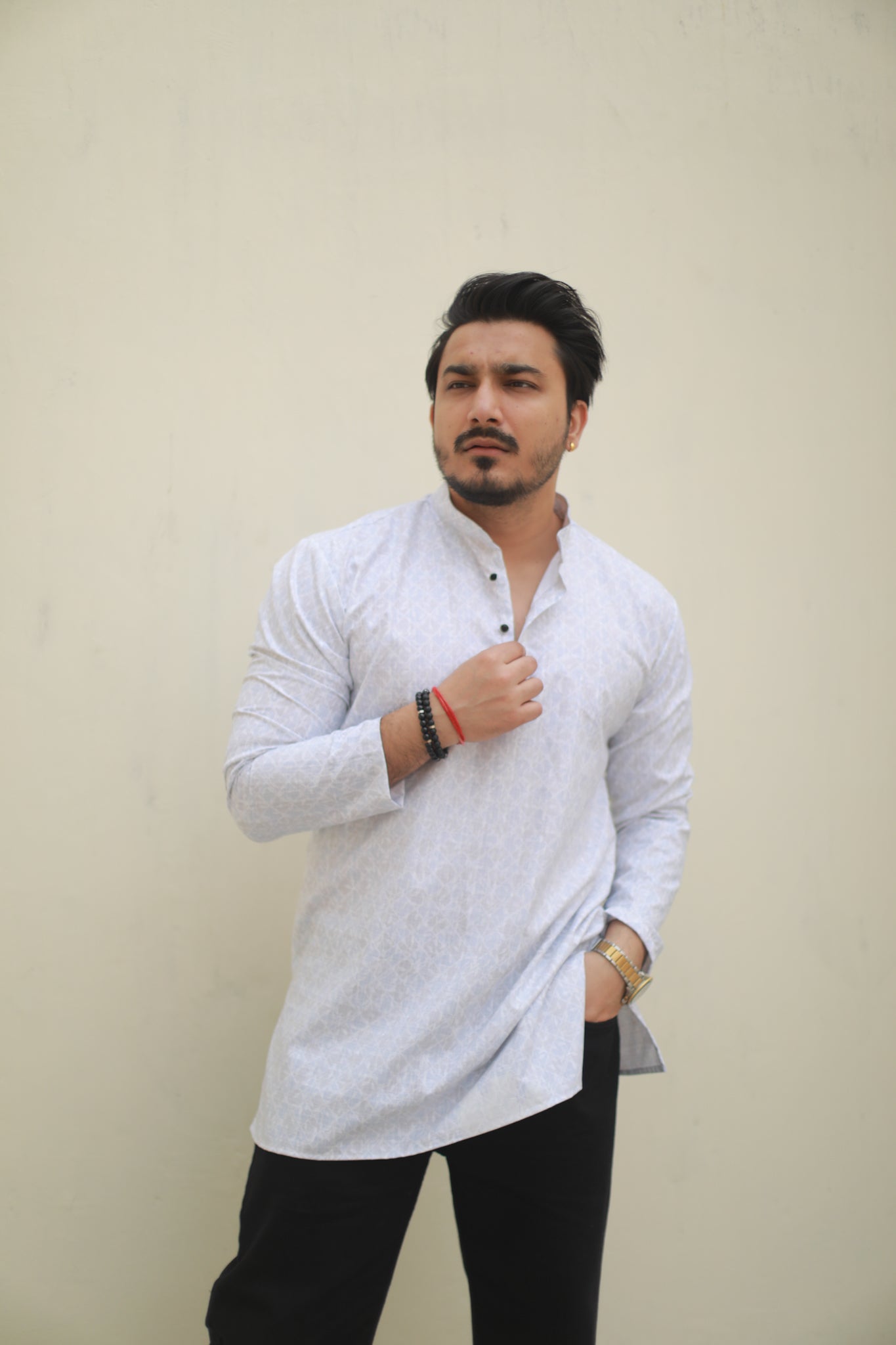 Light blue Casual printed short kurta