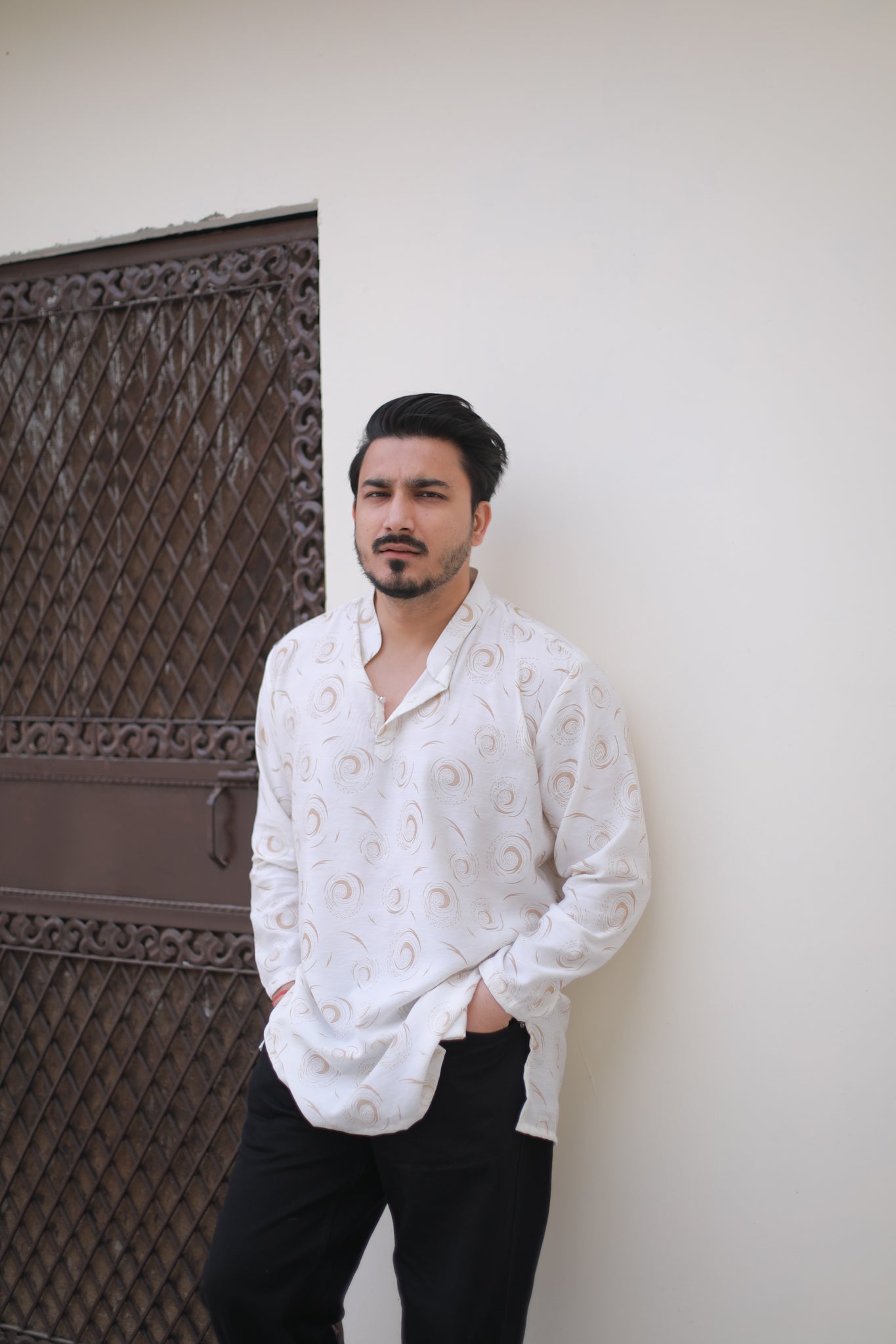 Off white Printed Short Casual kurta