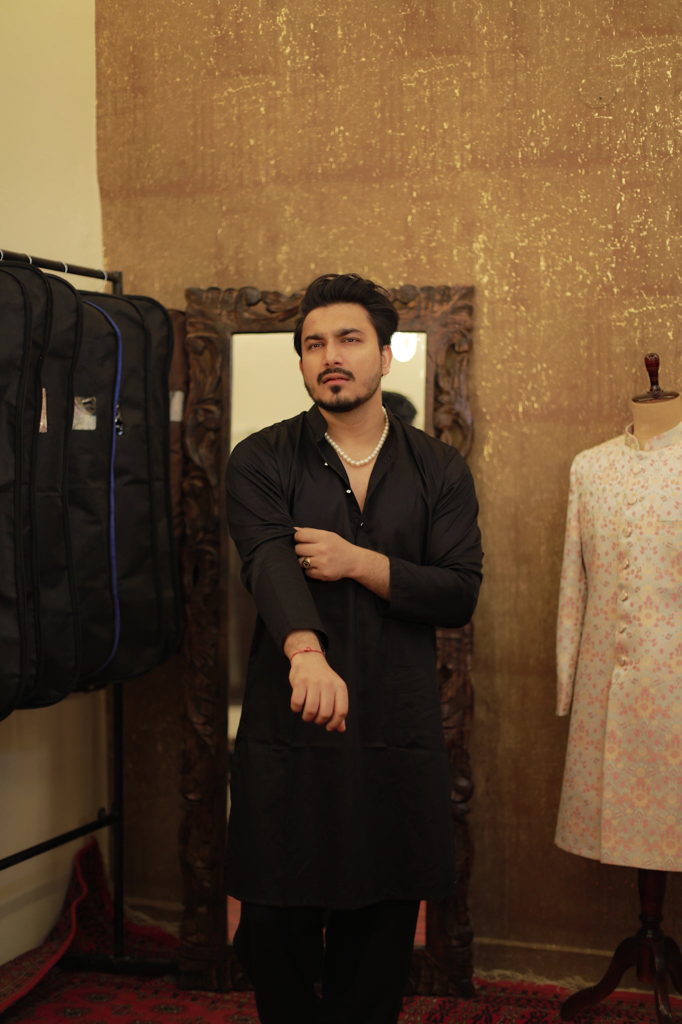 Satin Midnight Black kurta Salwar Set