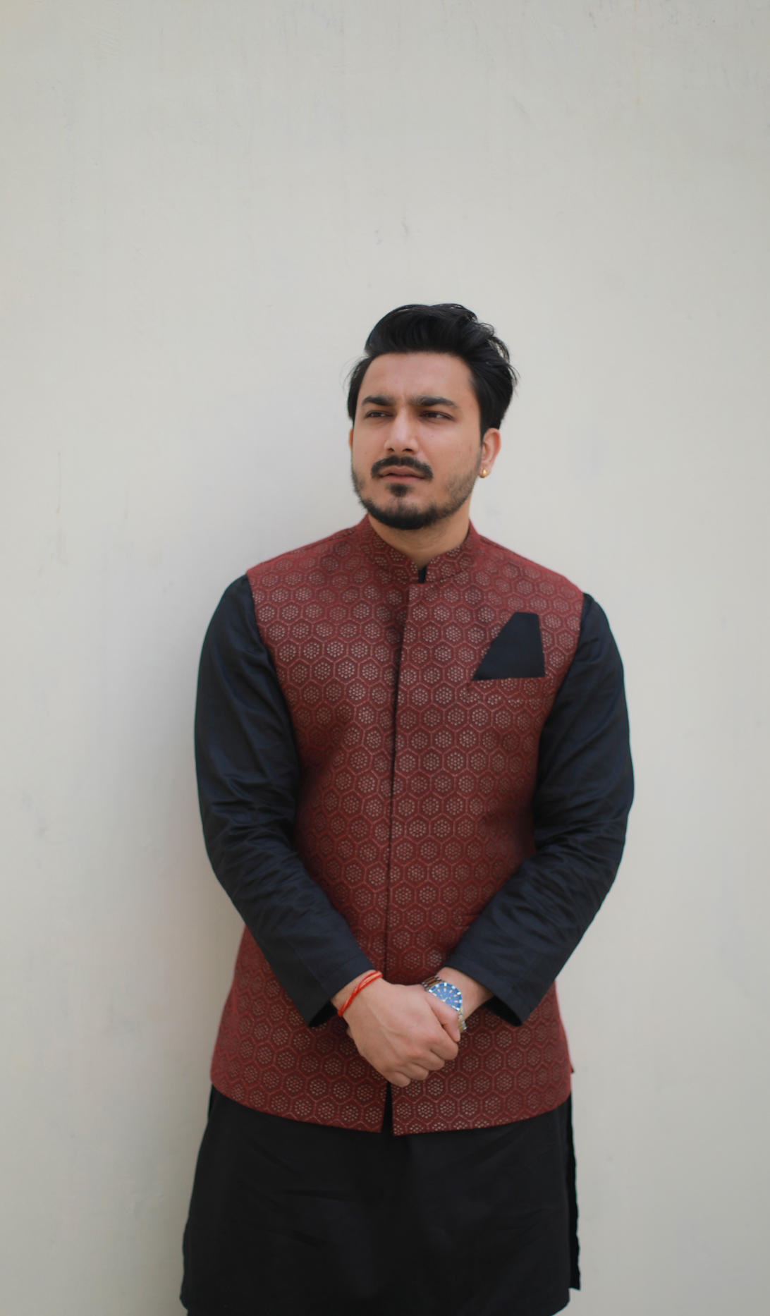 ‘Nawab’ Mahroon Jacket with kurta and Salwar set