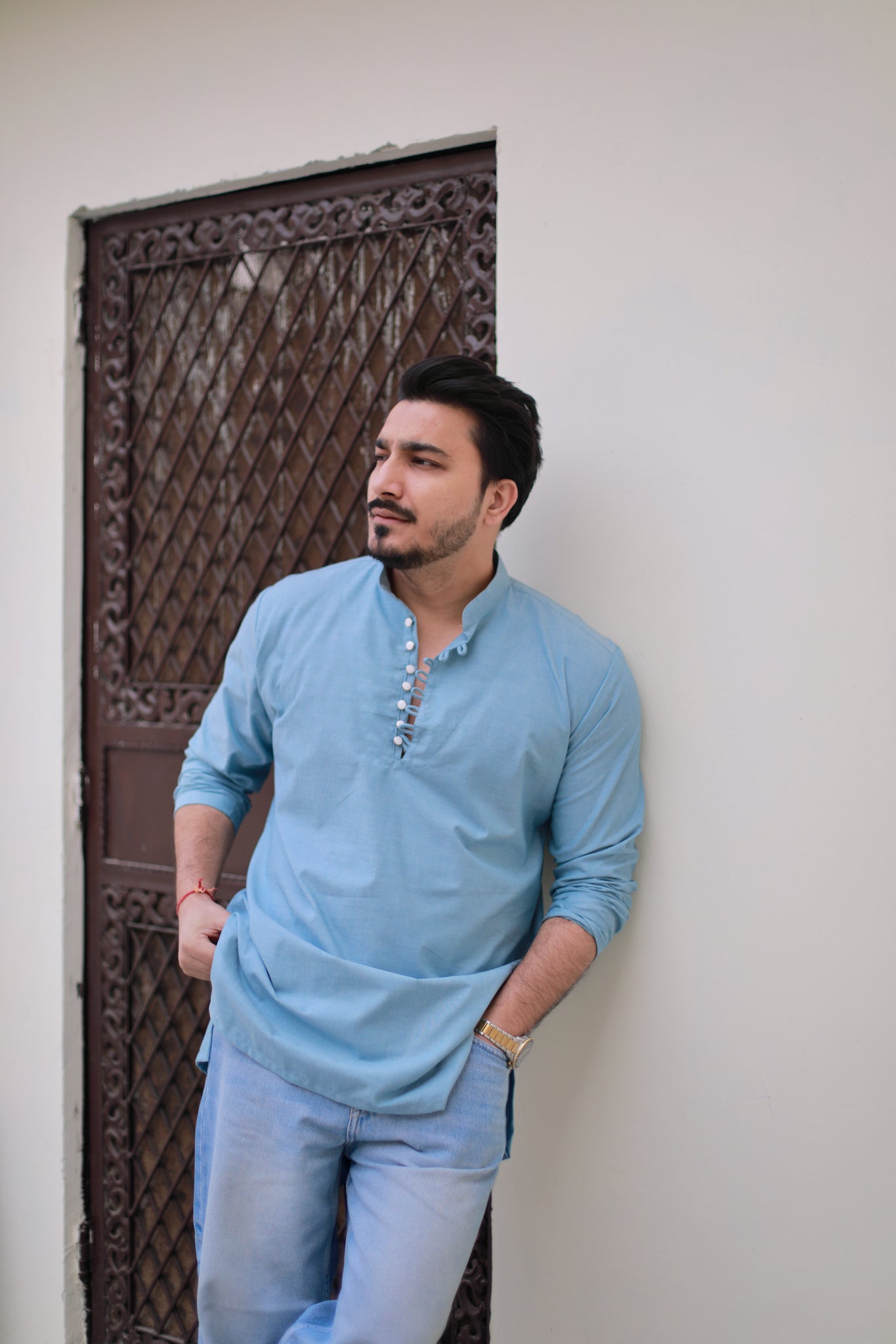 Powder Blue Short casual Kurta