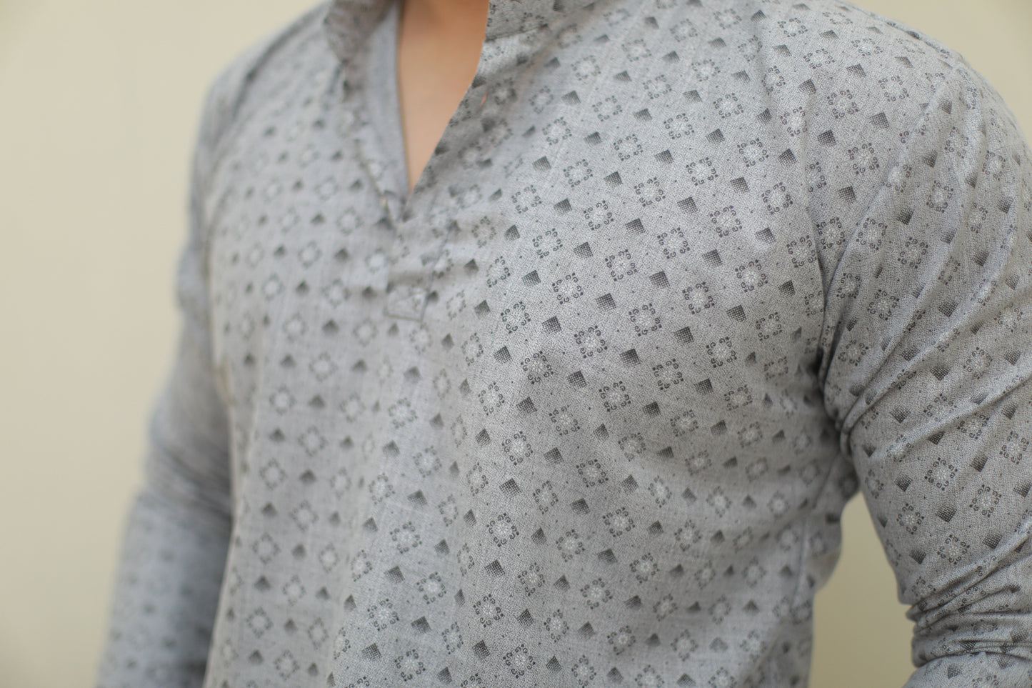 Ice grey Printed casual short kurta