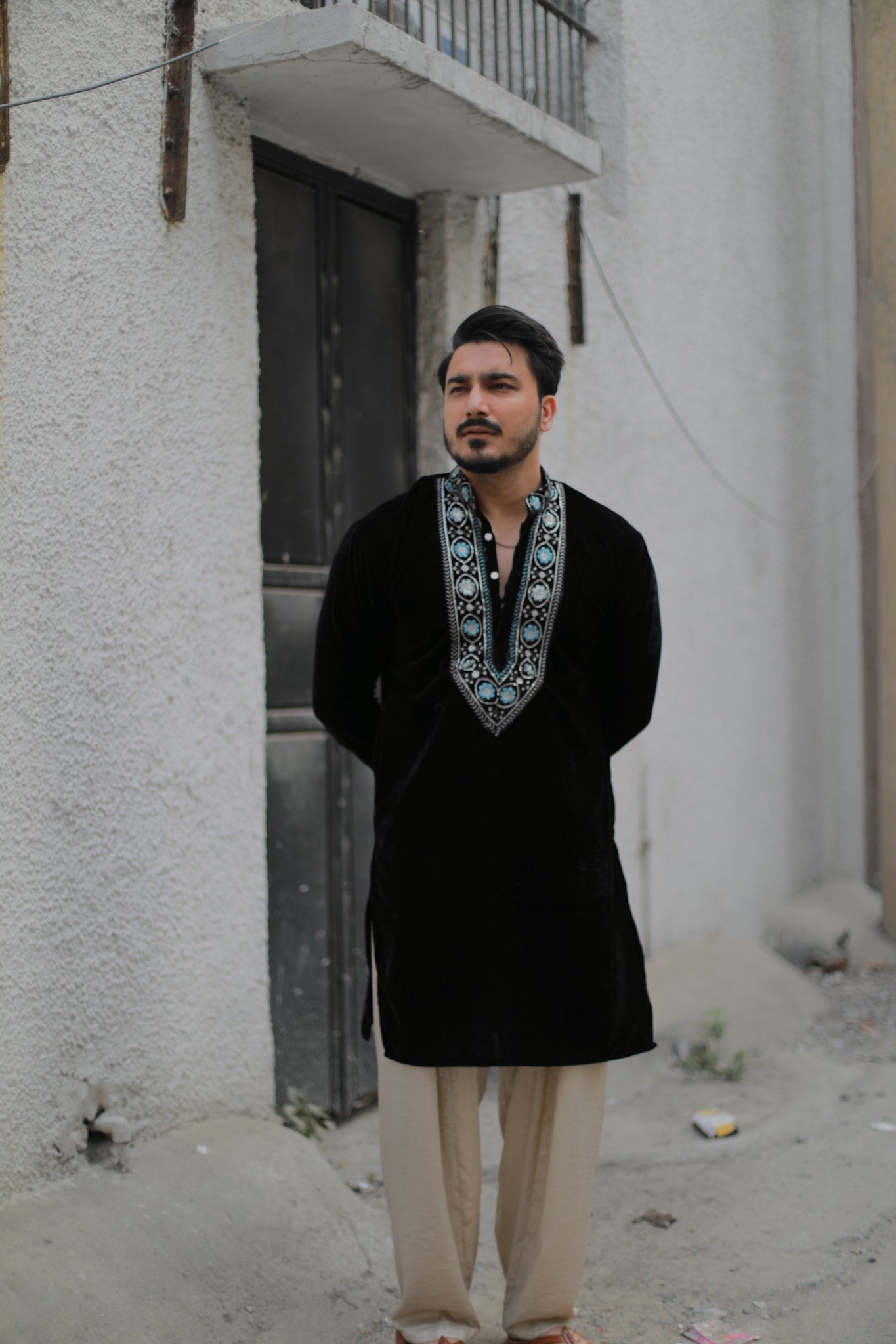 Midnight Black Pathani Kurta Set
